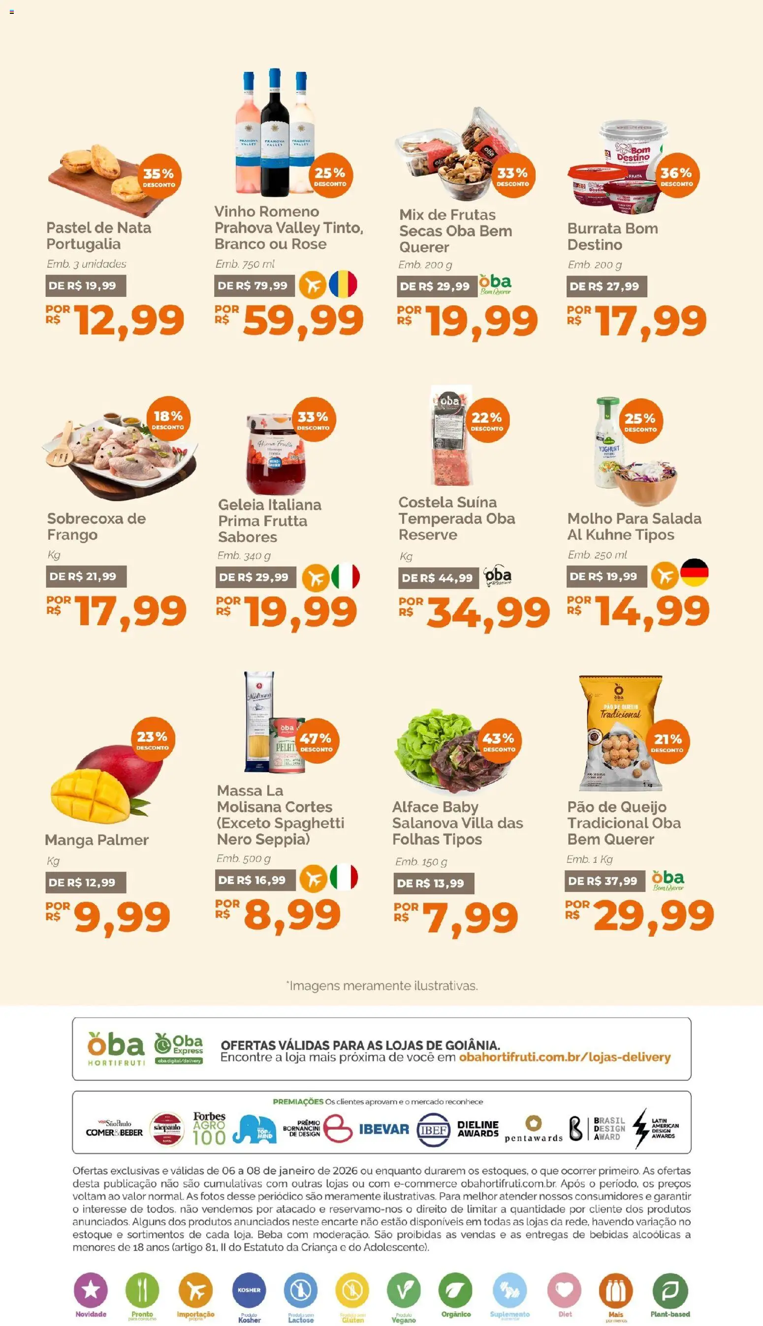 Oba Hortifruti Folheto - válido de 06.01.2026 | Página: 7 | Produtos: Pão, Massa, Alface, Pão de queijo