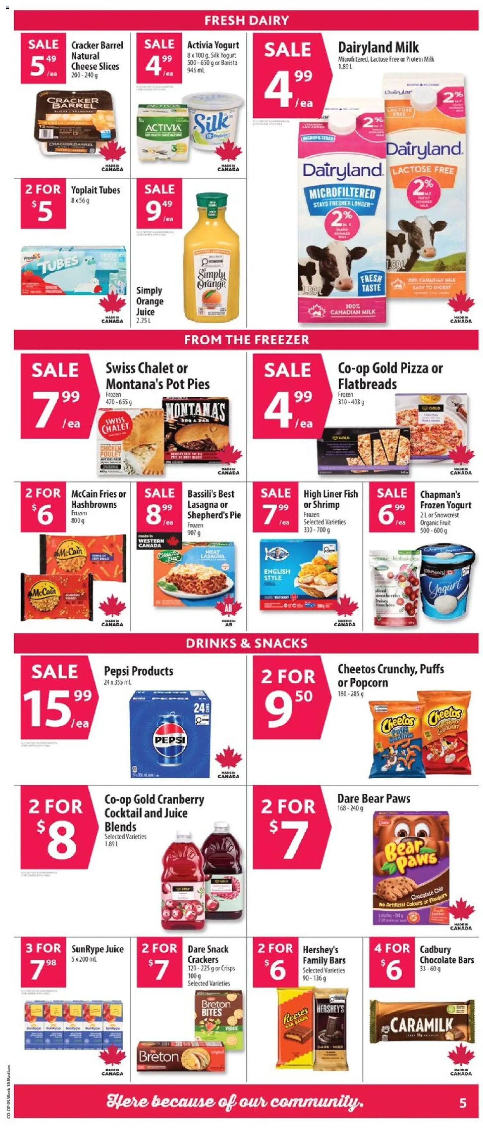 Co-op Food flyer valid from 05.03.2026 | Page: 8 | Products: Fish, Potatoes, Cheese, Pizza