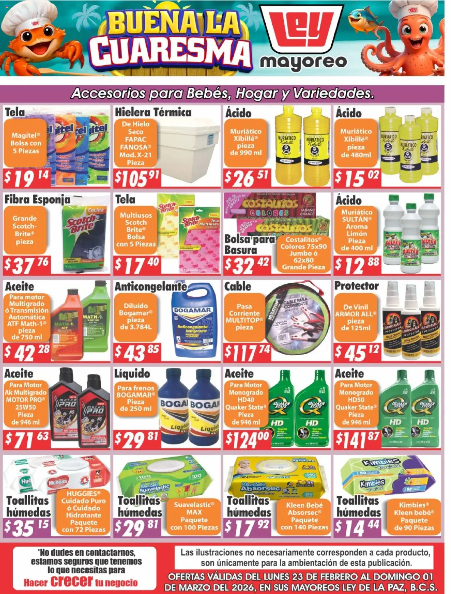 Nuevas ofertas de Casa Ley válidas en toda la República Mexicana desde el 23.02.2026. ¡Encuentra las mejores ofertas en Casa Ley folleto La Paz! | Página: 1 | Productos: Esponja, Toallitas húmedas, Hielera, Cocina