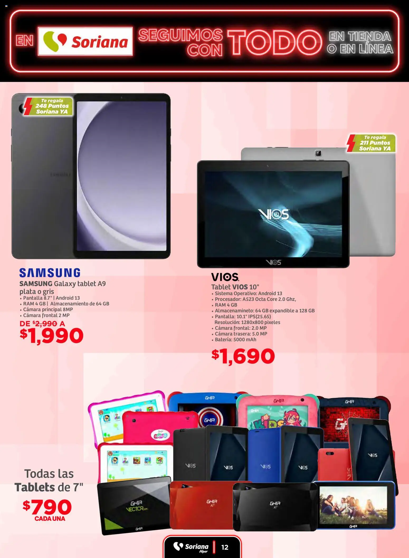 Nuevas ofertas de Soriana válidas en toda la República Mexicana desde el 19.11.2025. ¡Encuentra las mejores ofertas en Soriana - Seguimos con todo Súper Nacional! | Página: 12 | Productos: Tablet, Cámara, Té, Batería