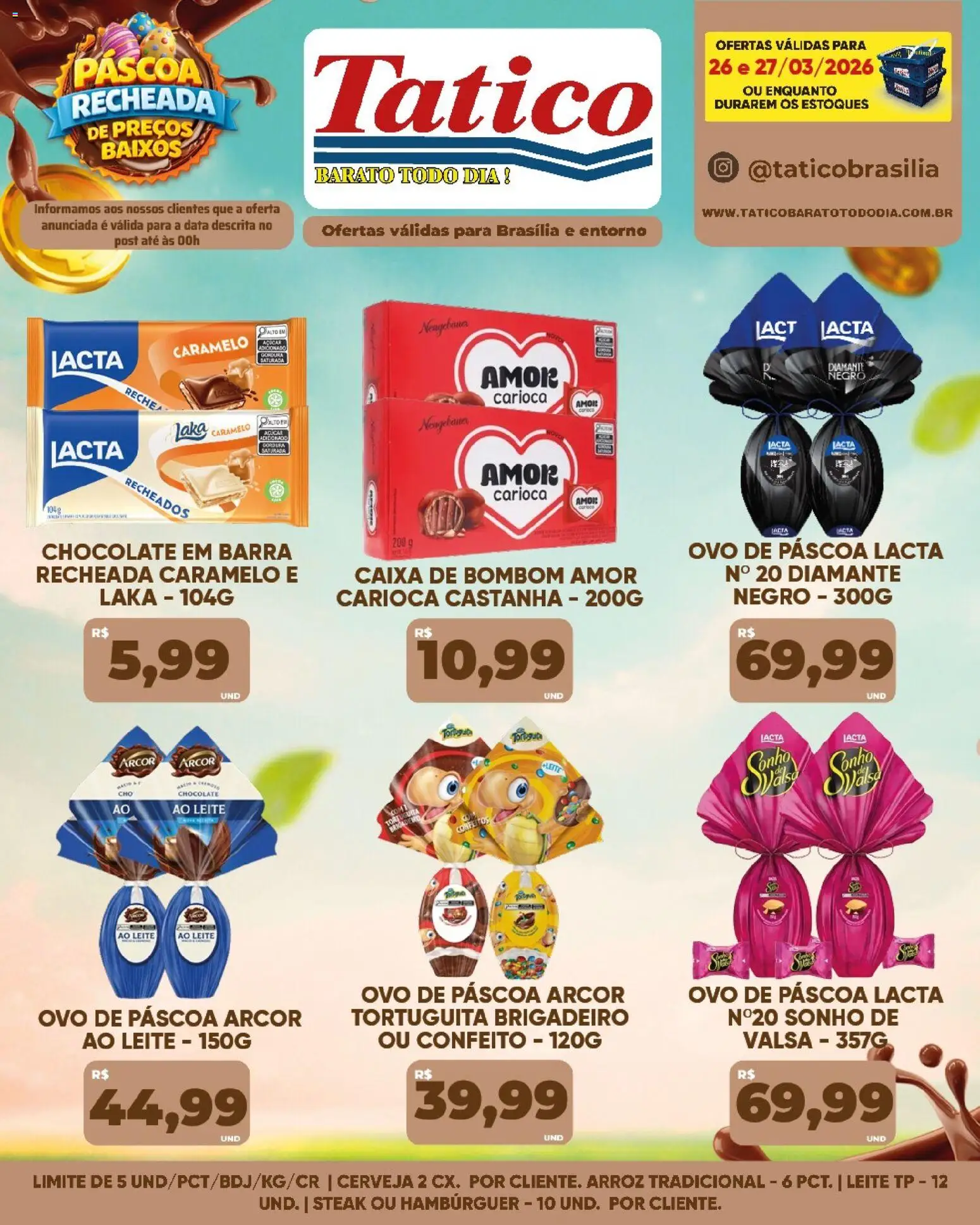 Tatico Folheto - válido de 26.03.2026 | Página: 16 | Produtos: Leite, Hambúrguer, Açúcar, Bombom