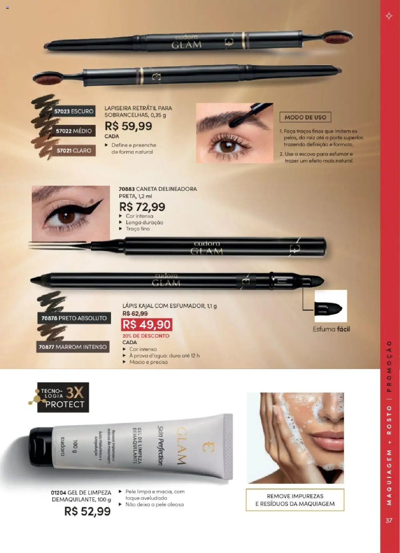 Eudora Folheto - válido de 06.06.2025 | Página: 37 | Produtos: Escova, Lápis, Caneta, Gel de limpeza