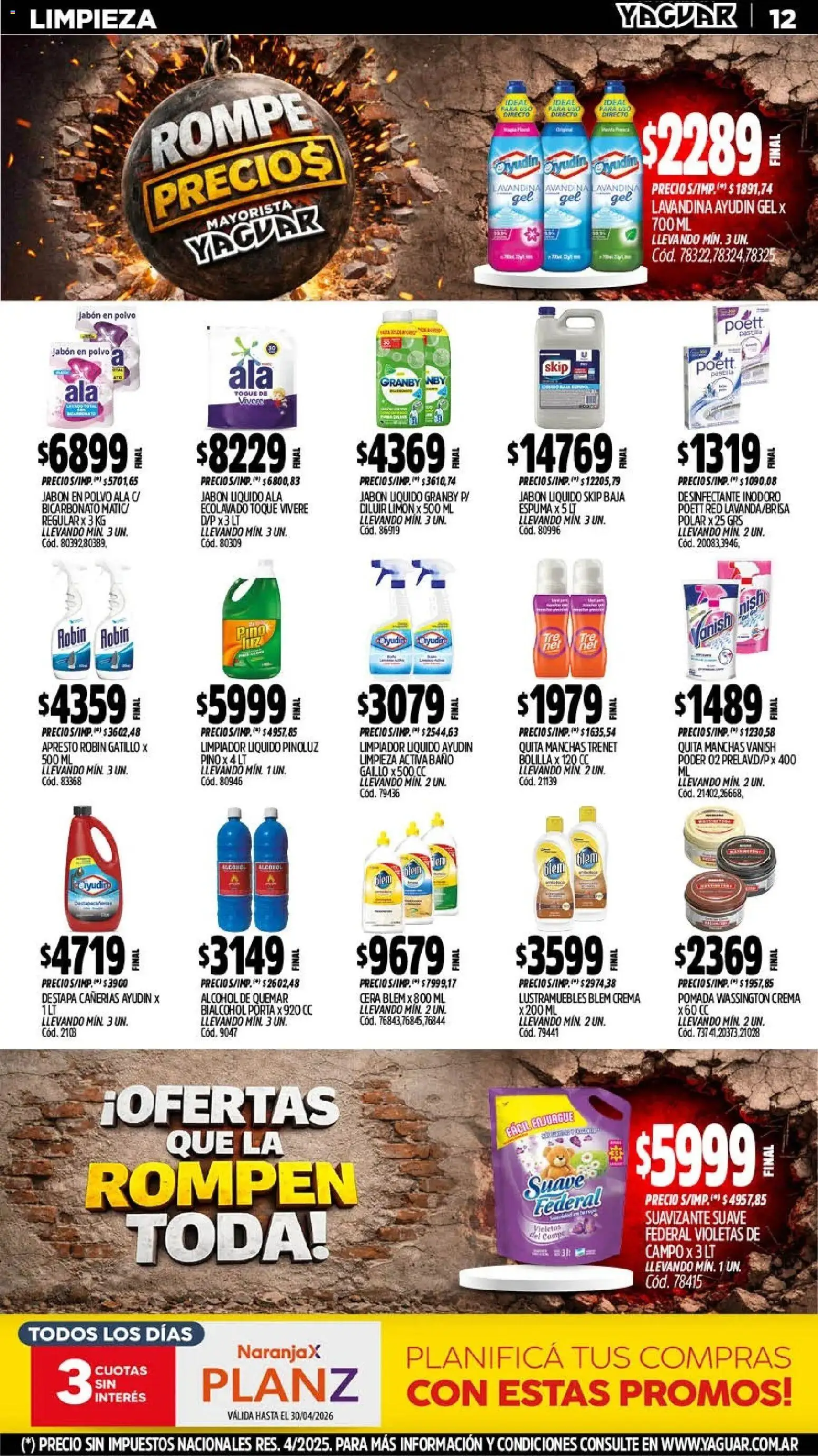 Yaguar - Oferta Semanal Buenos Aires │ válido desde el 20.04.2026 | Página: 13 | Productos: Desinfectante, Pomada, Jabón, Espuma