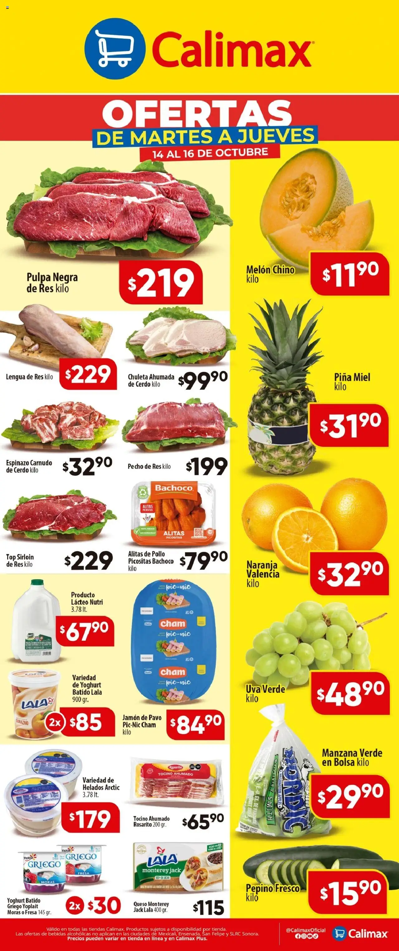 Nuevas ofertas de Calimax válidas en toda la República Mexicana desde el 14.10.2025. ¡Encuentra las mejores ofertas en Calimax folleto! | Página: 1 | Productos: Fresa, Bolsa, Manzana, Res
