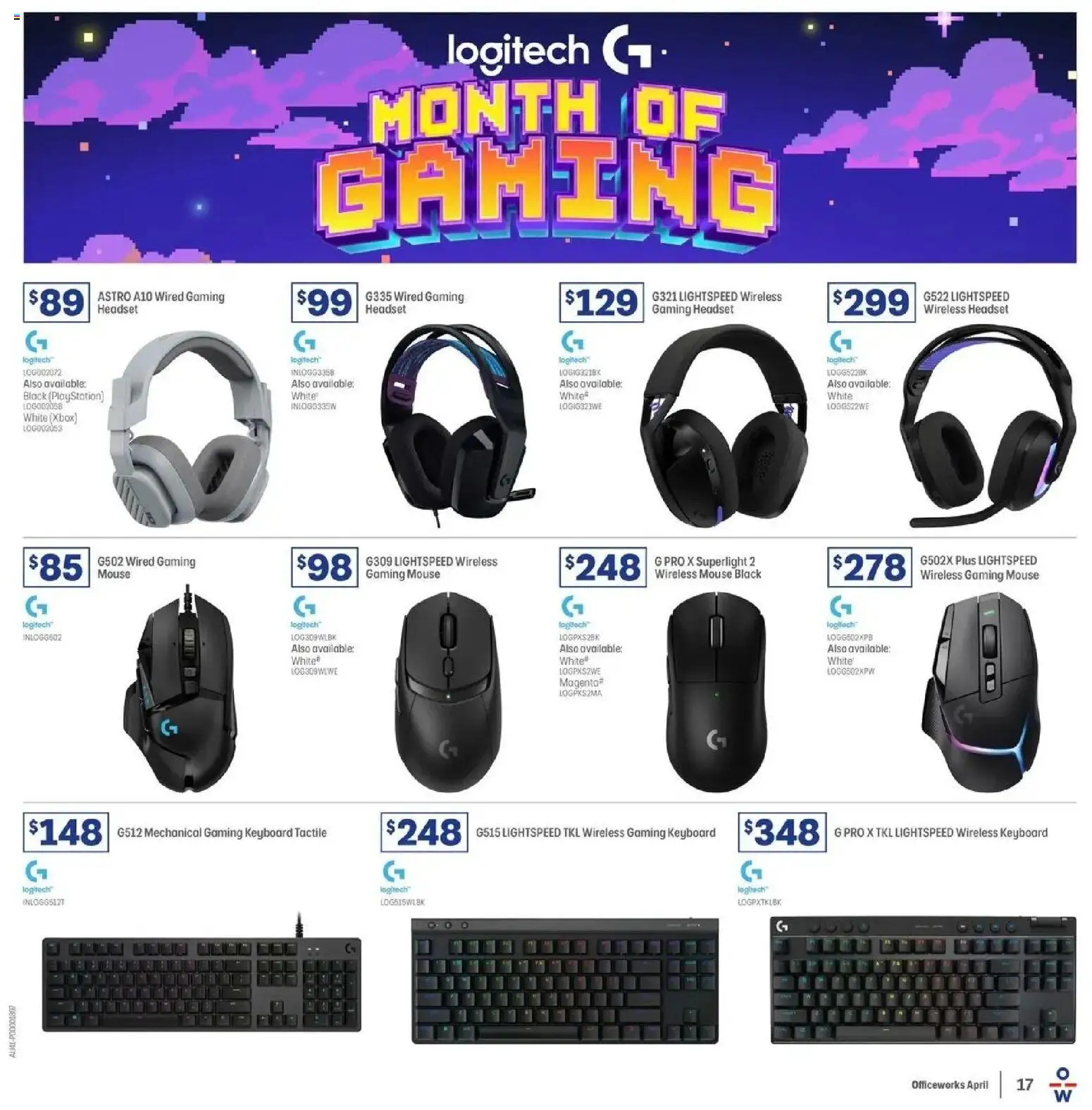 Officeworks catalogue - valid from 31.03.2026 | Page: 17 | Products: Mouse, Keyboard, Headset, Playstation