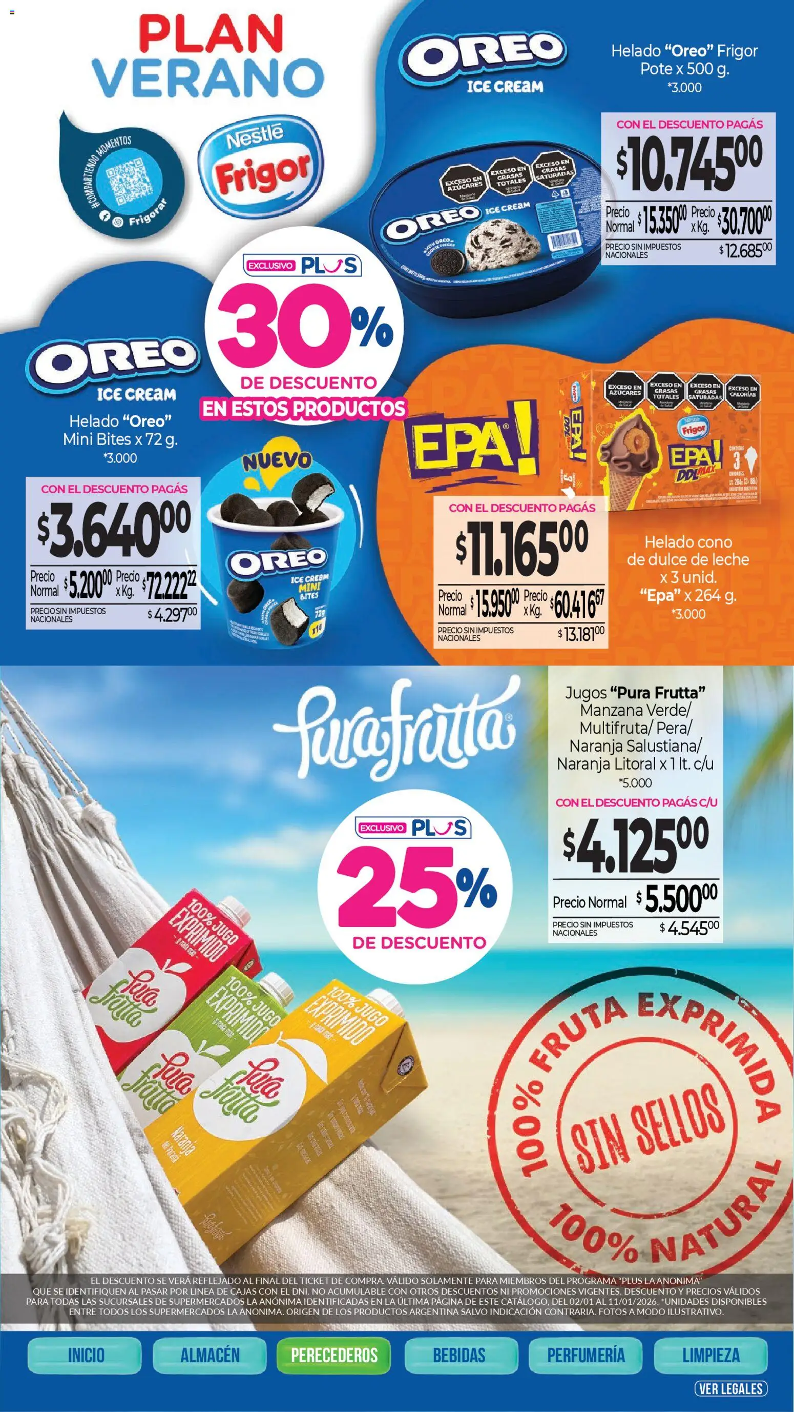 La Anonima - catalogos │ válido desde el 02.01.2026 | Página: 18 | Productos: Helado, Manzana, Leche, Jugo