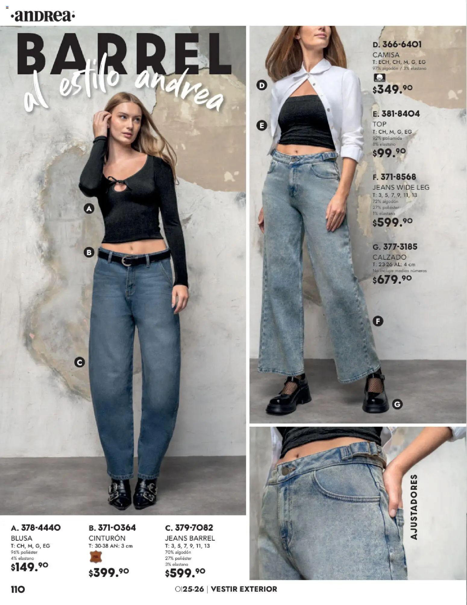 Nuevas ofertas de Andrea válidas en toda la República Mexicana desde el 26.11.2025. ¡Encuentra las mejores ofertas en Andrea catálogo Vestir! | Página: 110 | Productos: Blusa, Cinturón, Camisa, Algodón