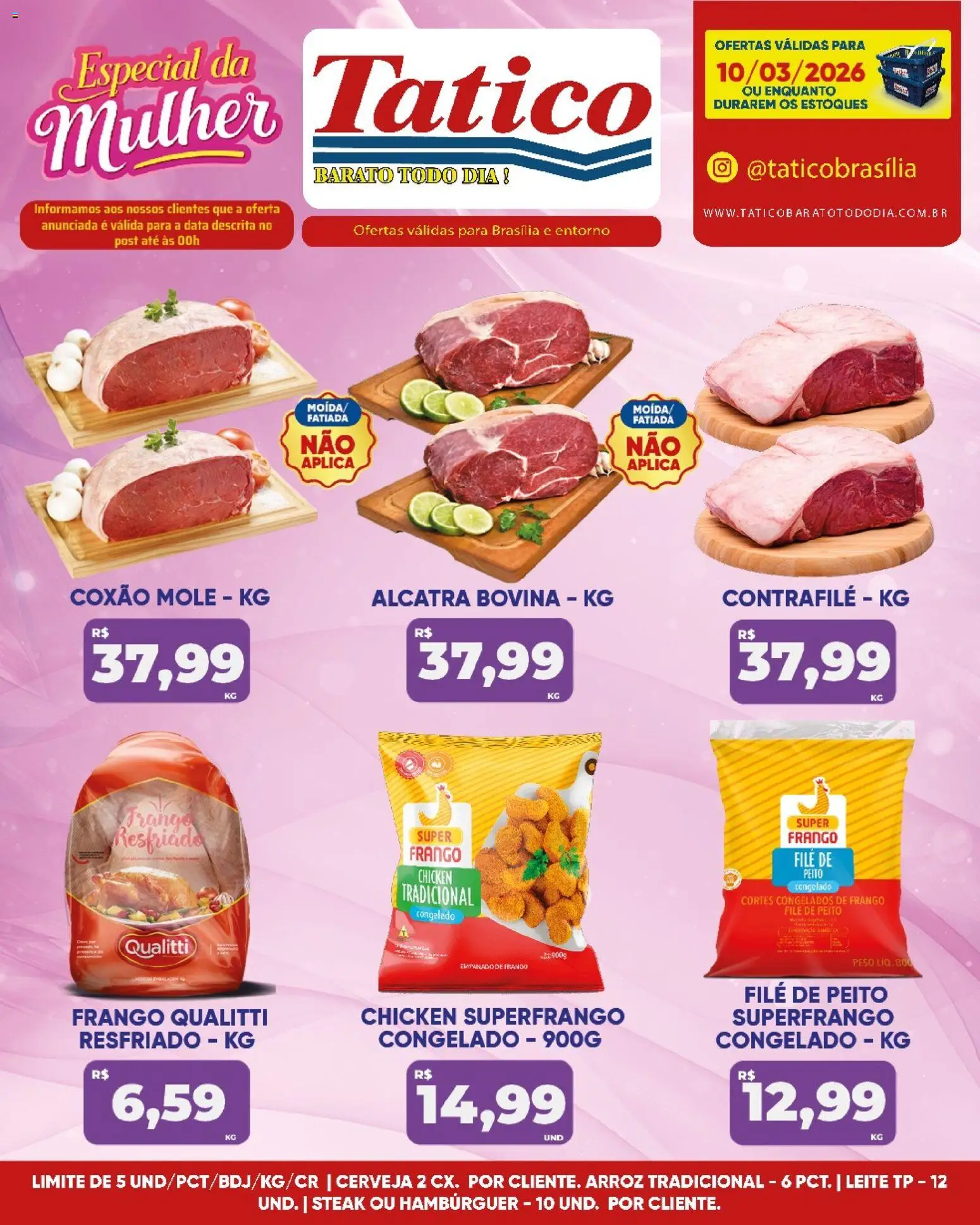 Tatico Folheto - válido de 10.03.2026 | Página: 9 | Produtos: Leite, Arroz, Hambúrguer, Frango