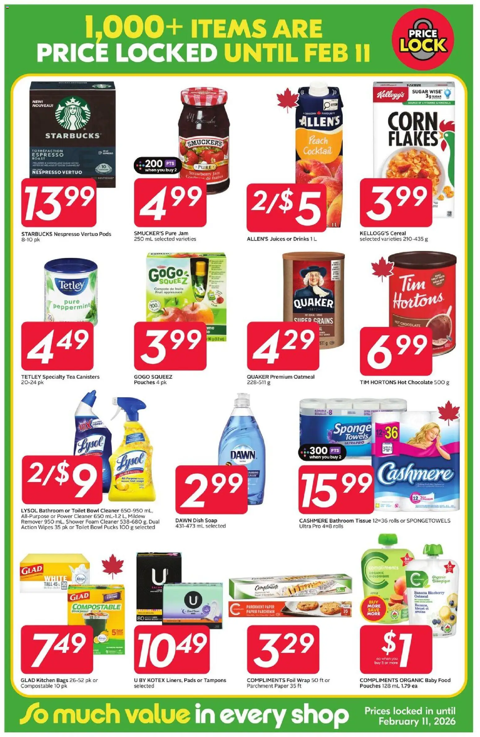 Sobeys flyer valid from 01.01.2026 | Page: 6 | Products: Flakes, Sponge, Shower, Chocolate
