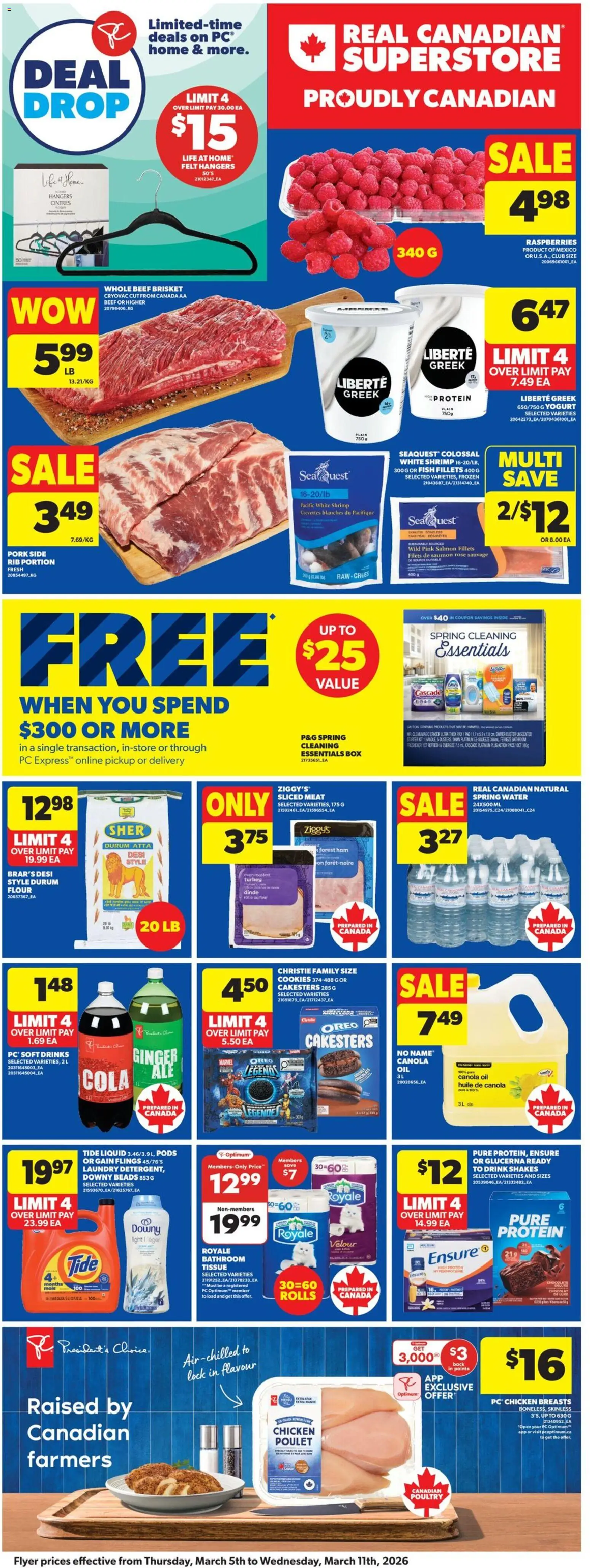 Real Canadian Superstore flyer valid from 05.03.2026 | Page: 4 | Products: Cookies, Chicken breasts, Chicken, Pork