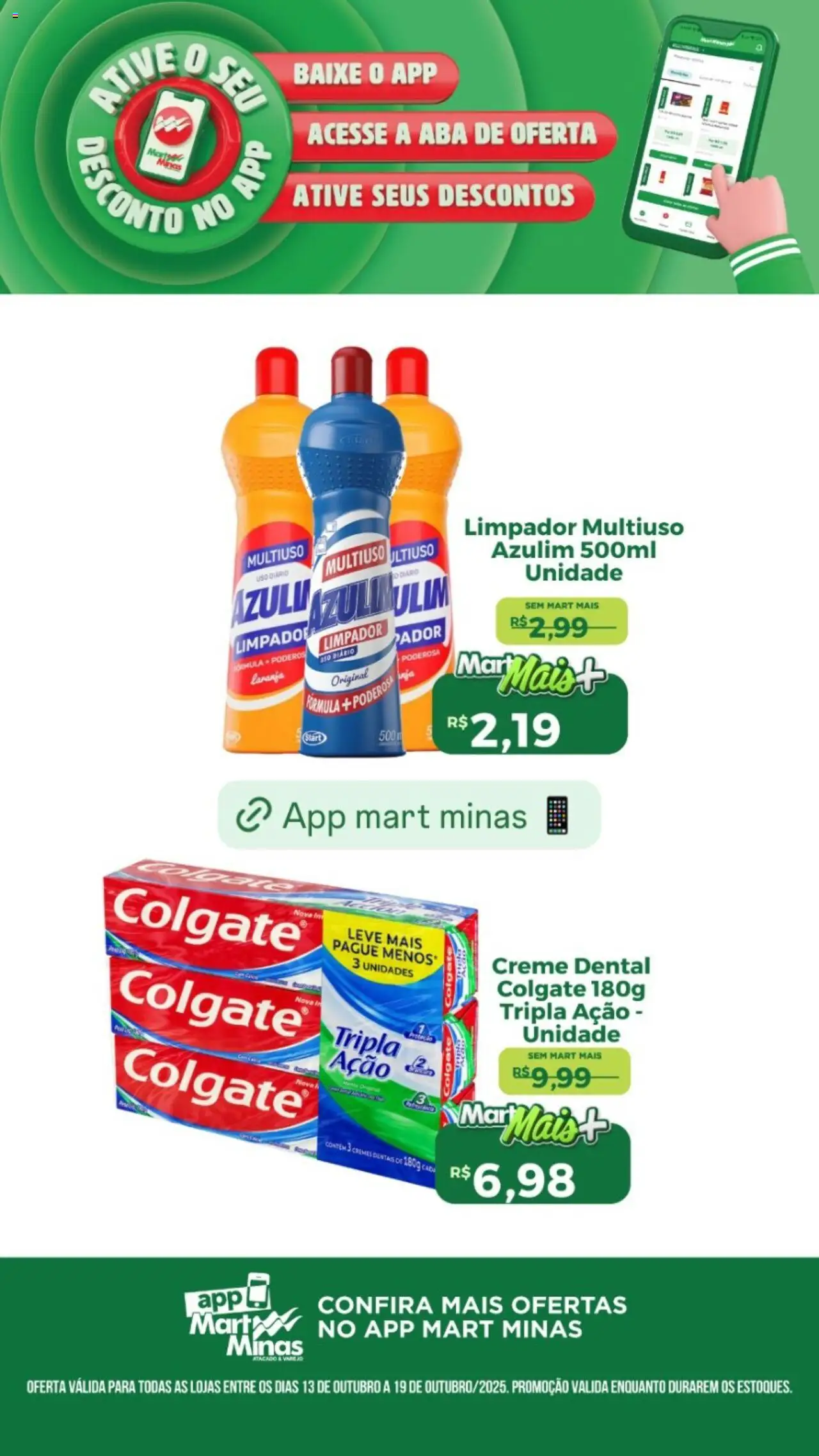Mart Minas Folheto - válido de 13.10.2025 | Página: 6 | Produtos: Azulim, Limpador multiuso, Creme, Creme dental