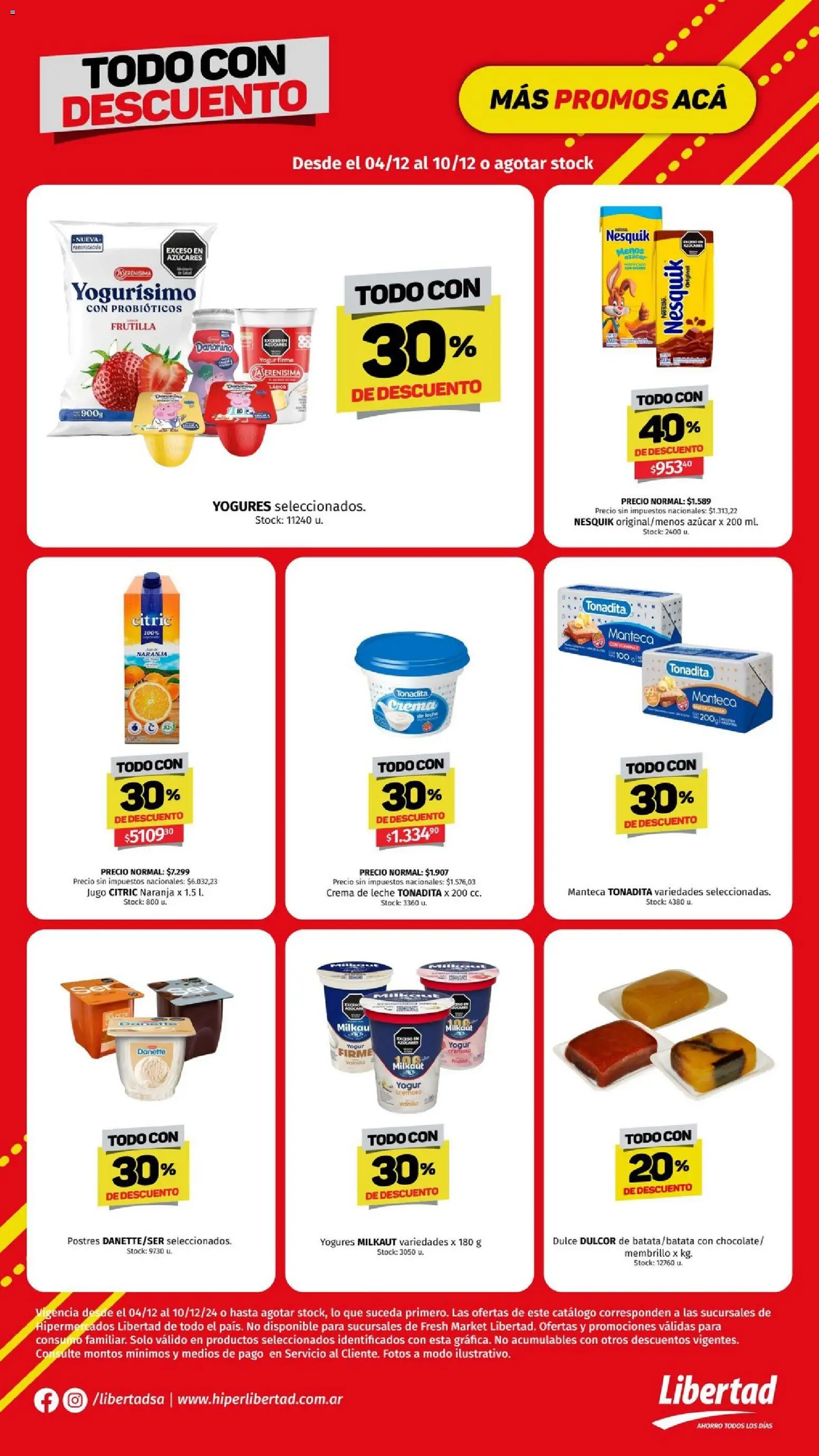 Hipermercado Libertad - Todo con descuento │ válido desde el 04.12.2025 | Página: 7 | Productos: Azucar, Crema de leche, Manteca, Jugo