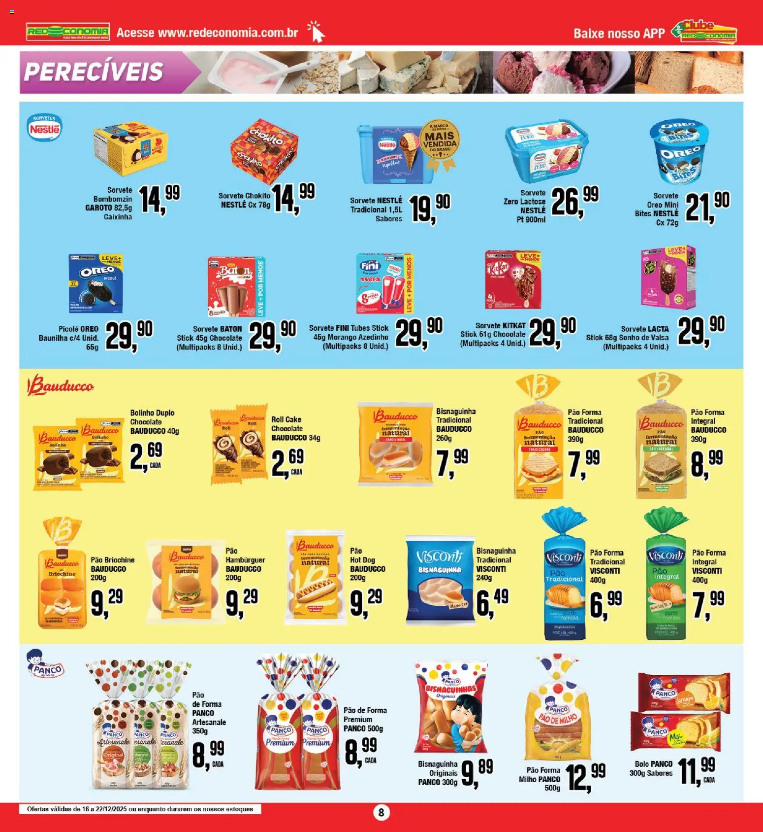 RedEconomia Folheto - válido de 16.12.2025 | Página: 8 | Produtos: Chocolate, Pão de forma, Hambúrguer, Picolé