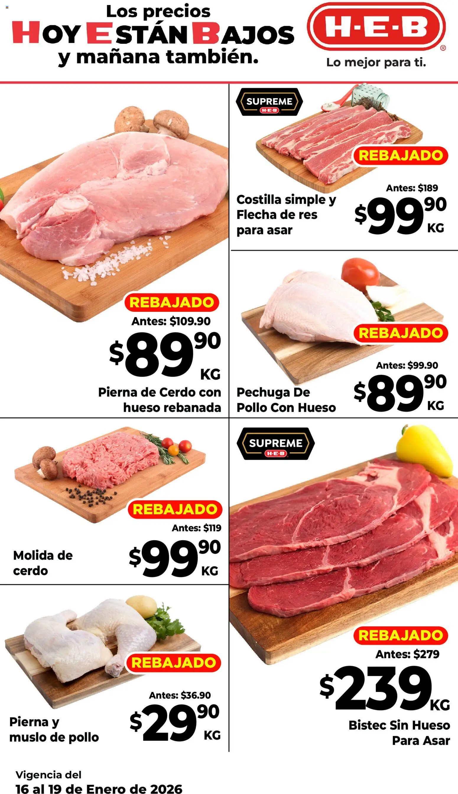 Nuevas ofertas de H-E-B válidas en toda la República Mexicana desde el 16.01.2026. ¡Encuentra las mejores ofertas en H-E-B folleto! | Página: 9 | Productos: Pollo, Cerdo, Res