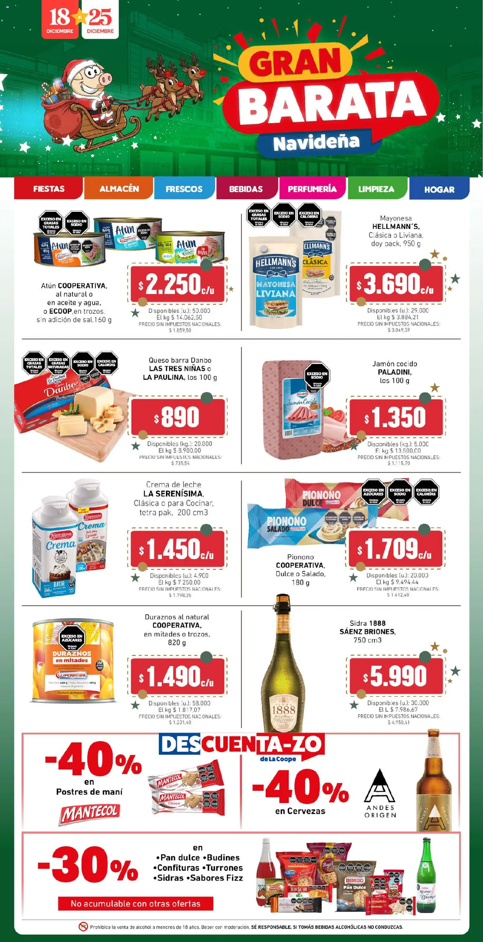 Cooperativa Obrera - Ahorrón │ válido desde el 18.12.2025 | Página: 1 | Productos: Jamón cocido, Mayonesa, Atún, Leche