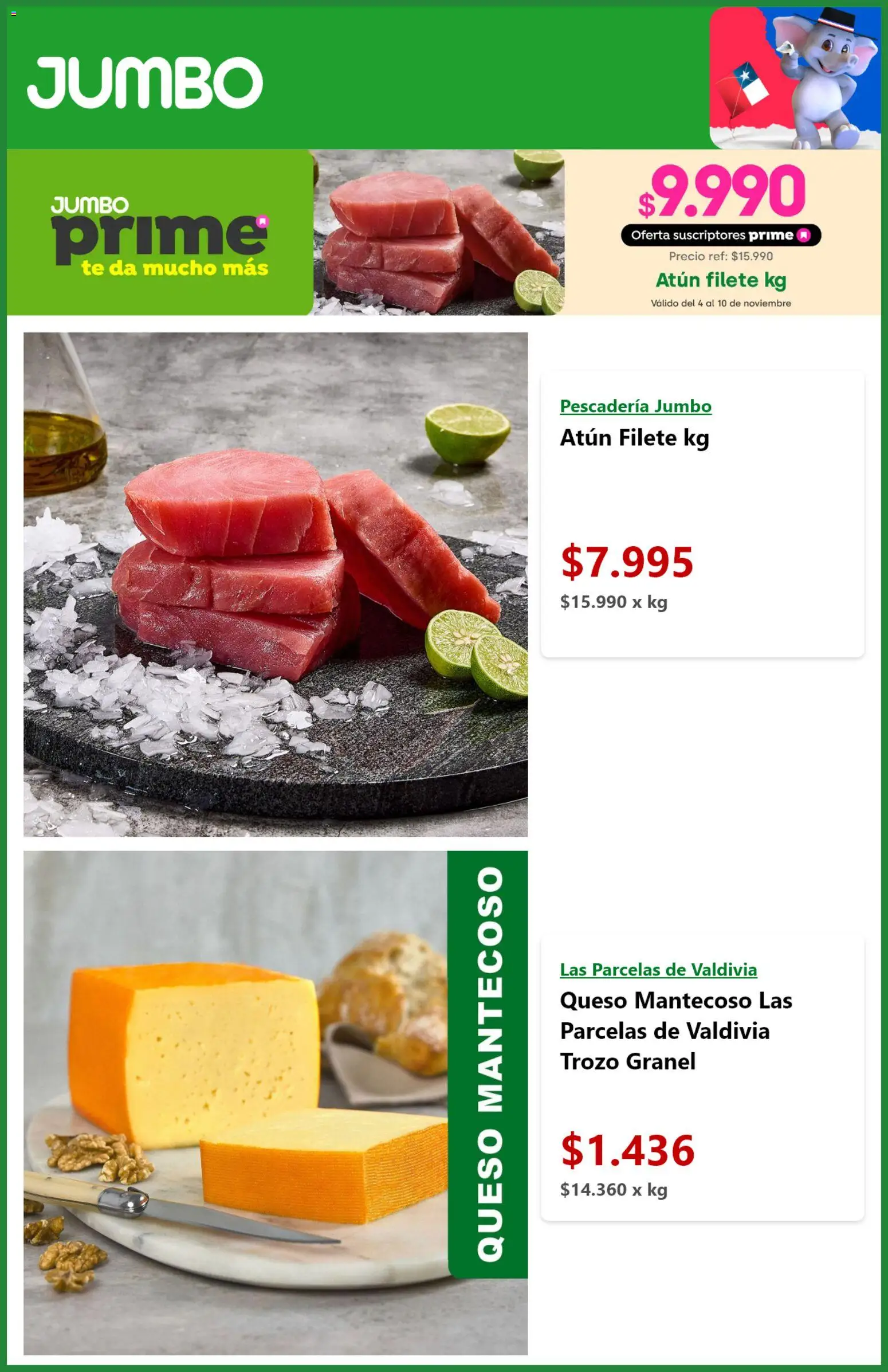 Jumbo ofertas  │ válido desde el 04.11.2025 | Página: 4 | Productos: Atún, Queso, Té