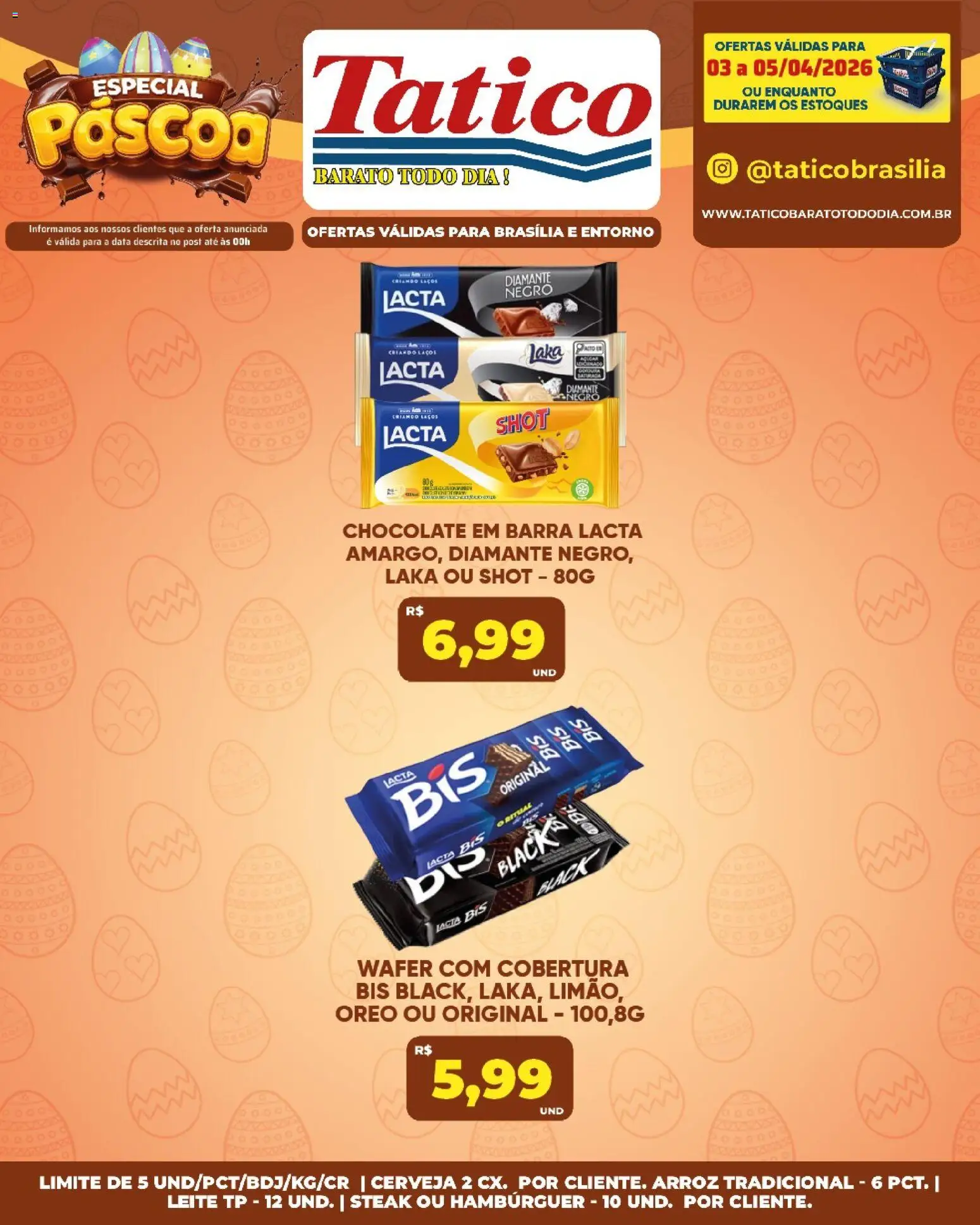 Tatico Folheto - válido de 03.04.2026 | Página: 20 | Produtos: Leite, Chocolate, Cerveja, Arroz