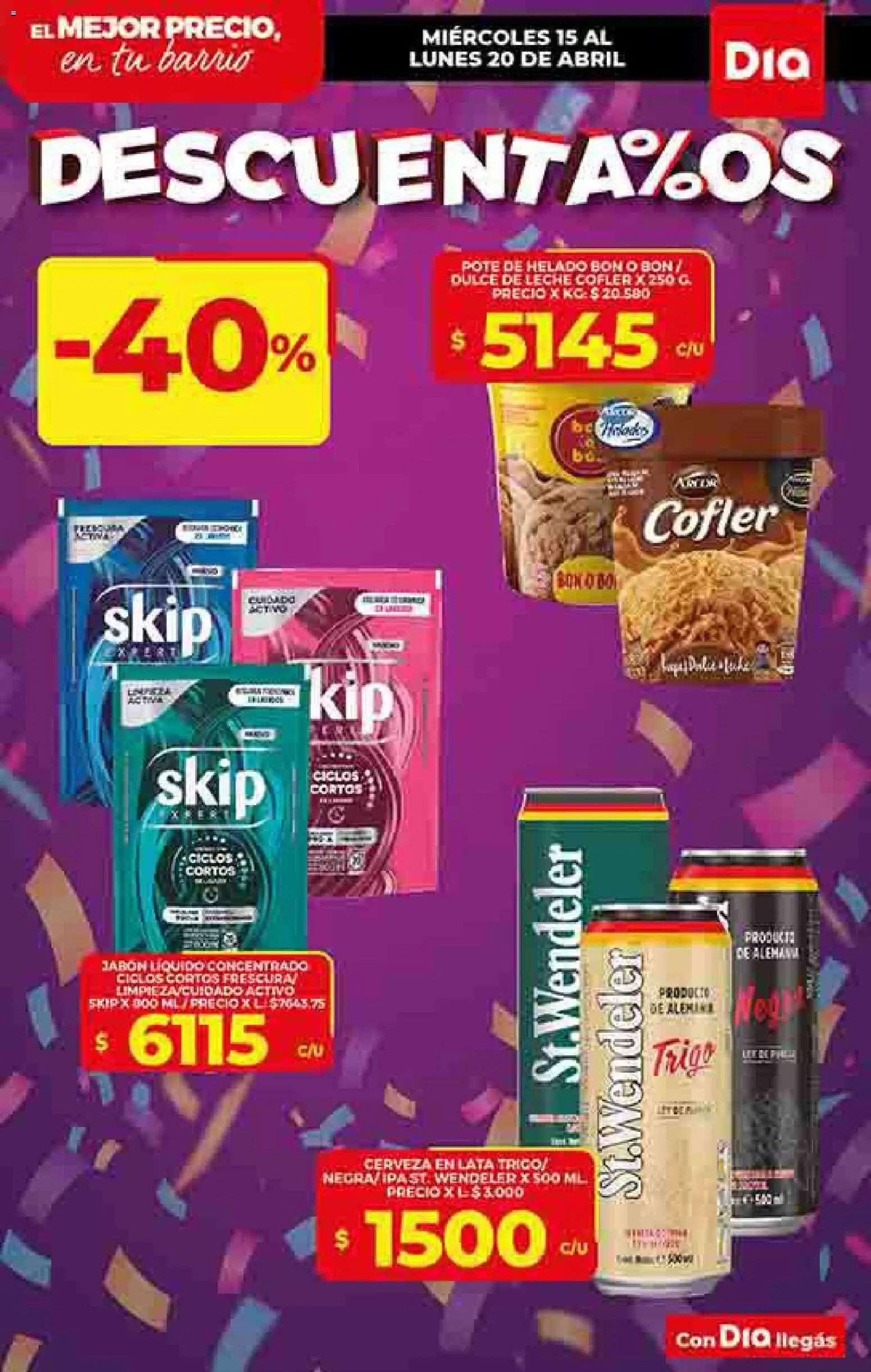 Dia - Ofertas - Todas las tiendas │ válido desde el 15.04.2026 | Página: 2 | Productos: Helado, Jabón líquido, Jabón, Leche