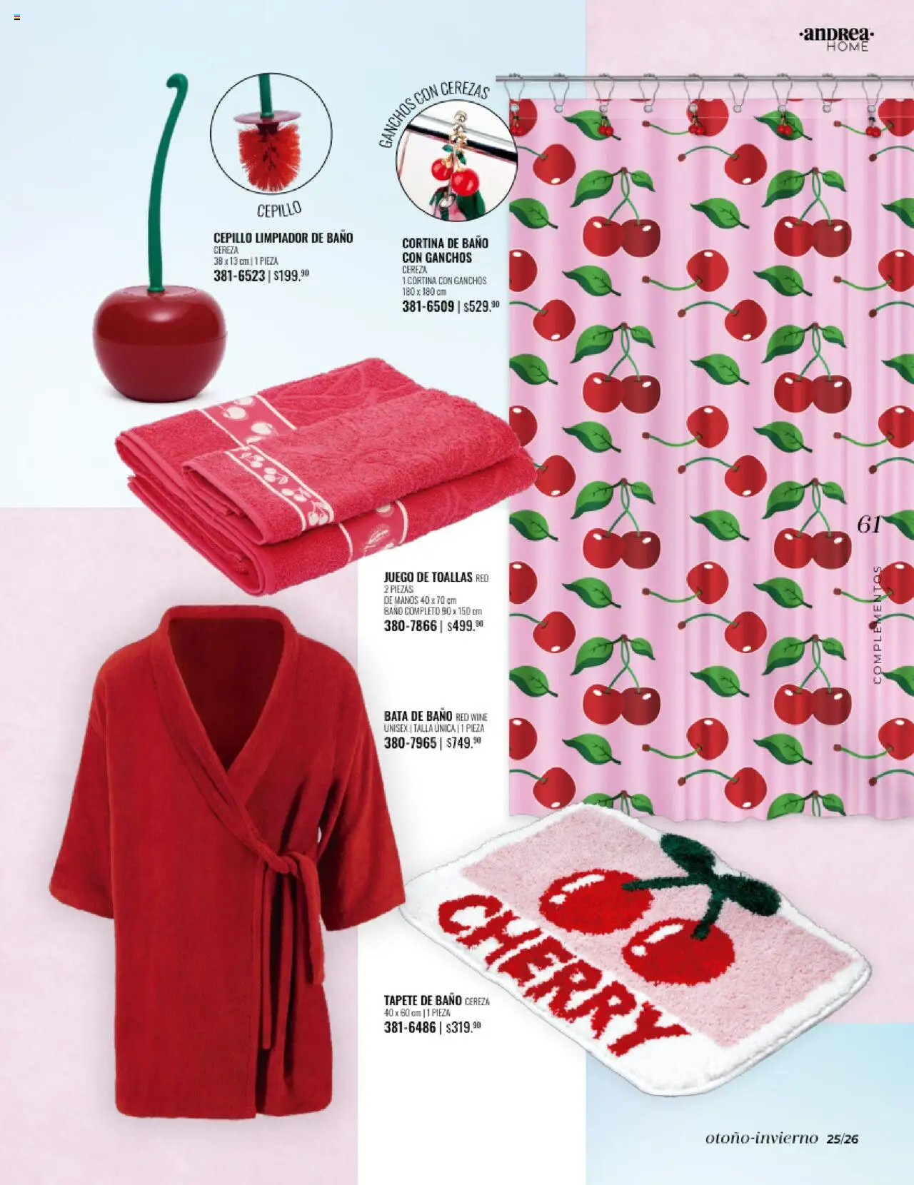Nuevas ofertas de Andrea válidas en toda la República Mexicana desde el 24.08.2025. ¡Encuentra las mejores ofertas en Andrea - Catálogo Home - Otoño / Invierno! | Página: 61 | Productos: Bata de baño, Cerezas, Limpiador, Bata