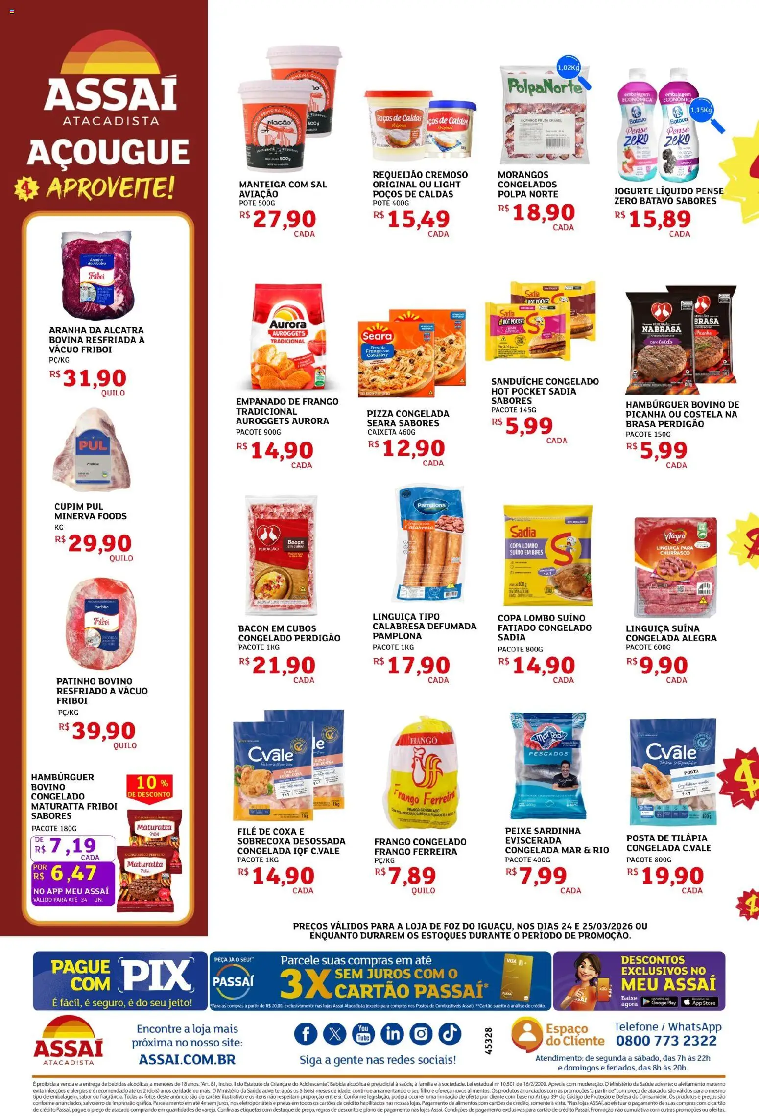 Assaí Atacadista Folheto - válido de 24.03.2026 | Página: 2 | Produtos: Linguiça, Copa, Peixe, Bebida