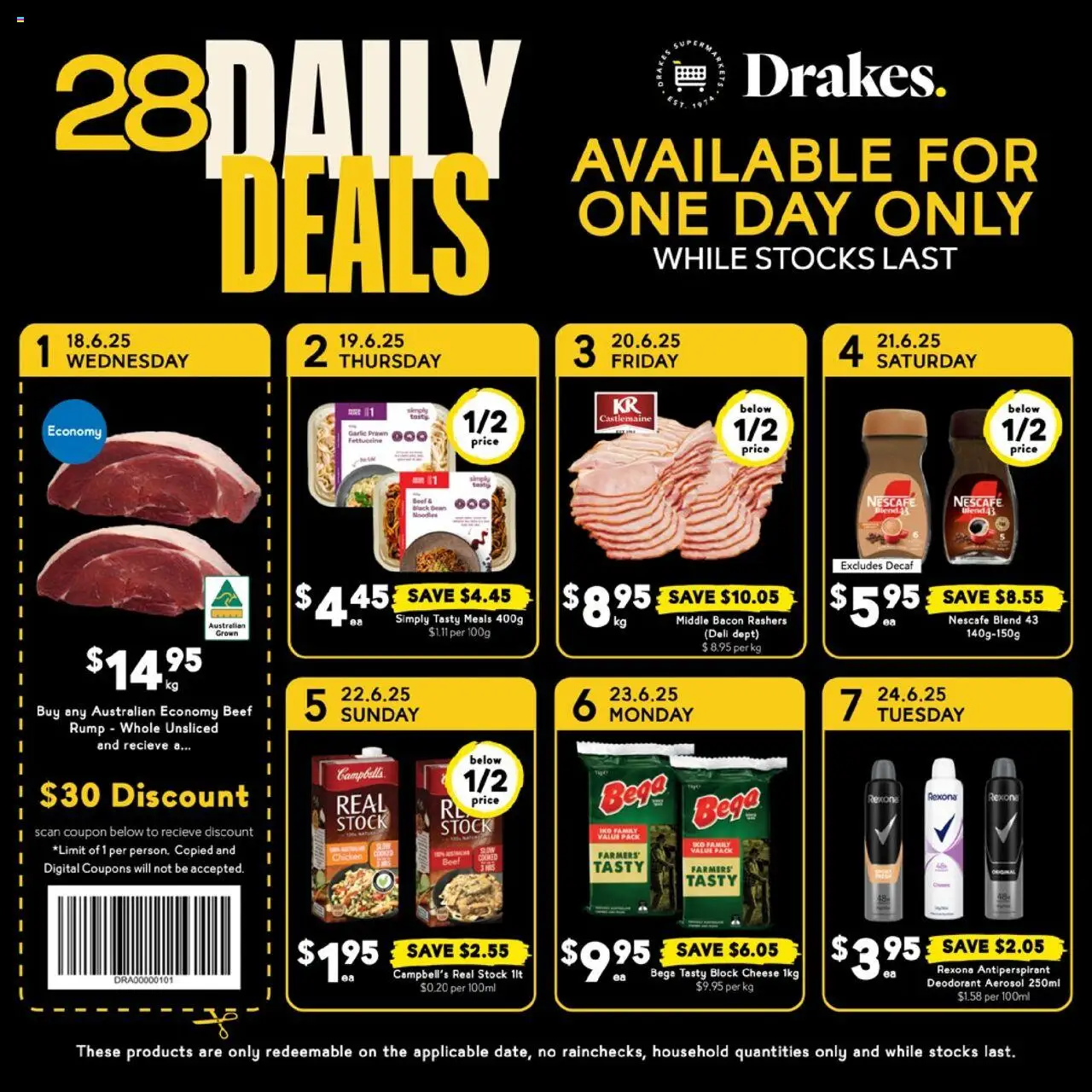 Drakes catalogue - valid from 18.06.2025 | Page: 20 | Products: Household, Cheese, Deodorant, Nescafe