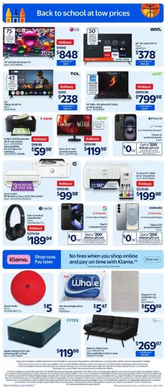 Walmart flyer valid from 14.08.2025 | Page: 12 | Products: Phone, Printer, Tv, Headphones