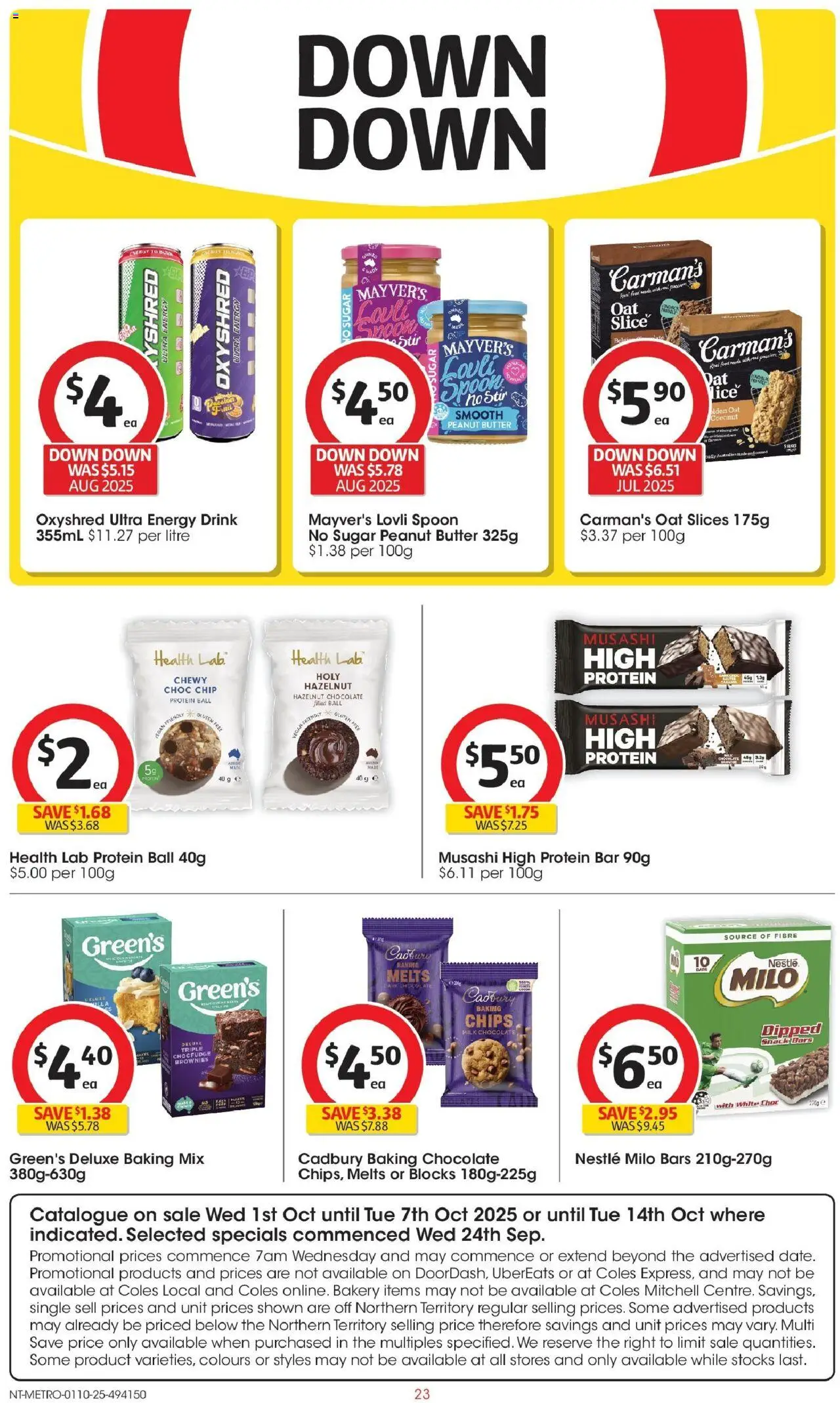 Coles catalogue - valid from 01.10.2025 | Page: 23 | Products: Milk, Butter, Energy drink, Chocolate
