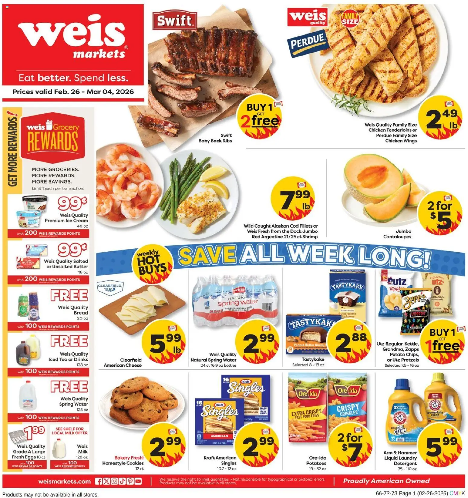 Weis Weekly Circular - WV - valid from 26.02.2026 | Page: 1 | Products: Bakery, Cantaloupes, Hammer, Water