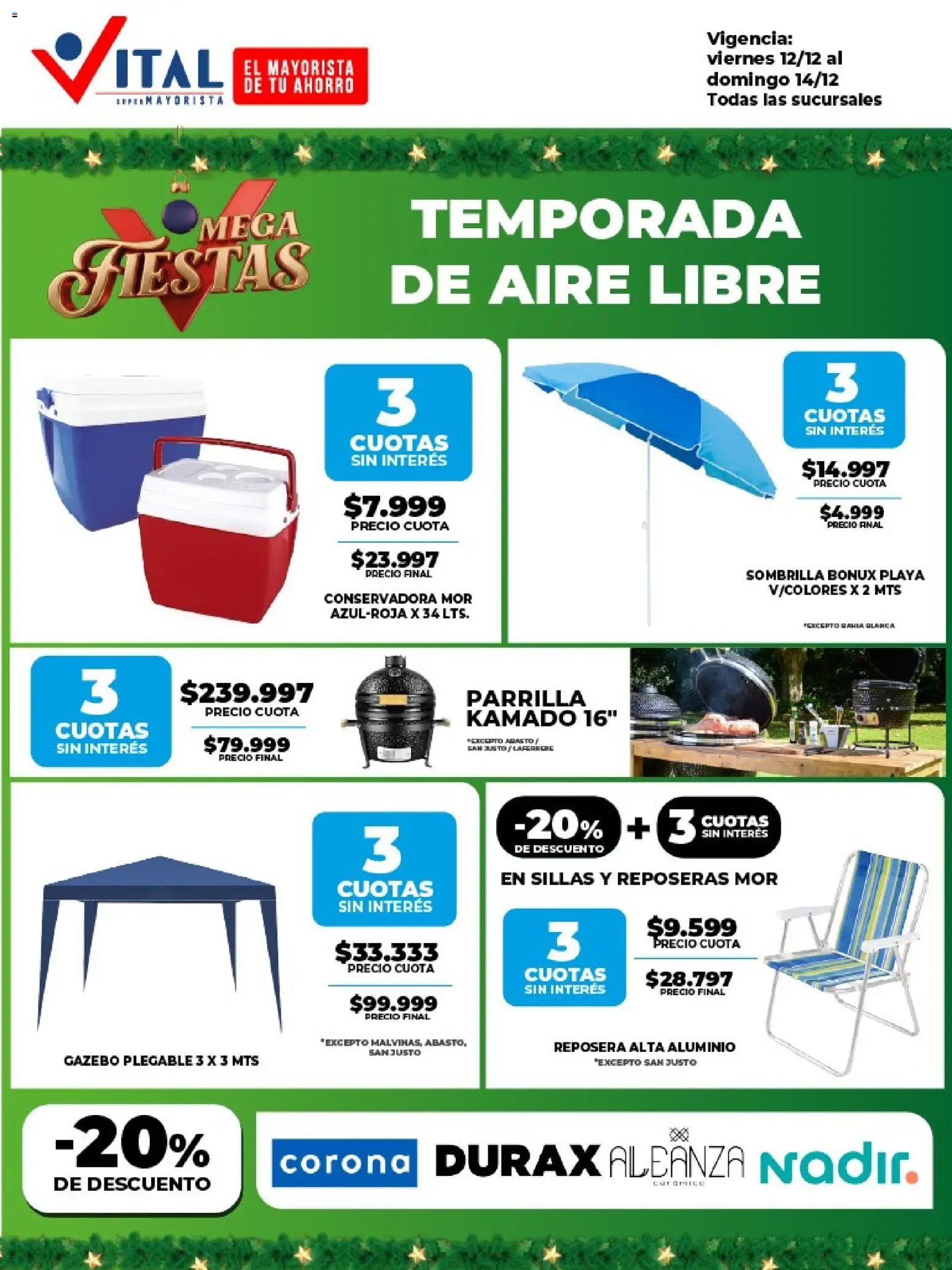 Vital - Ofertas fin │ válido desde el 12.12.2025 | Página: 5 | Productos: Conservadora, Reposera, Gazebo, Sombrilla