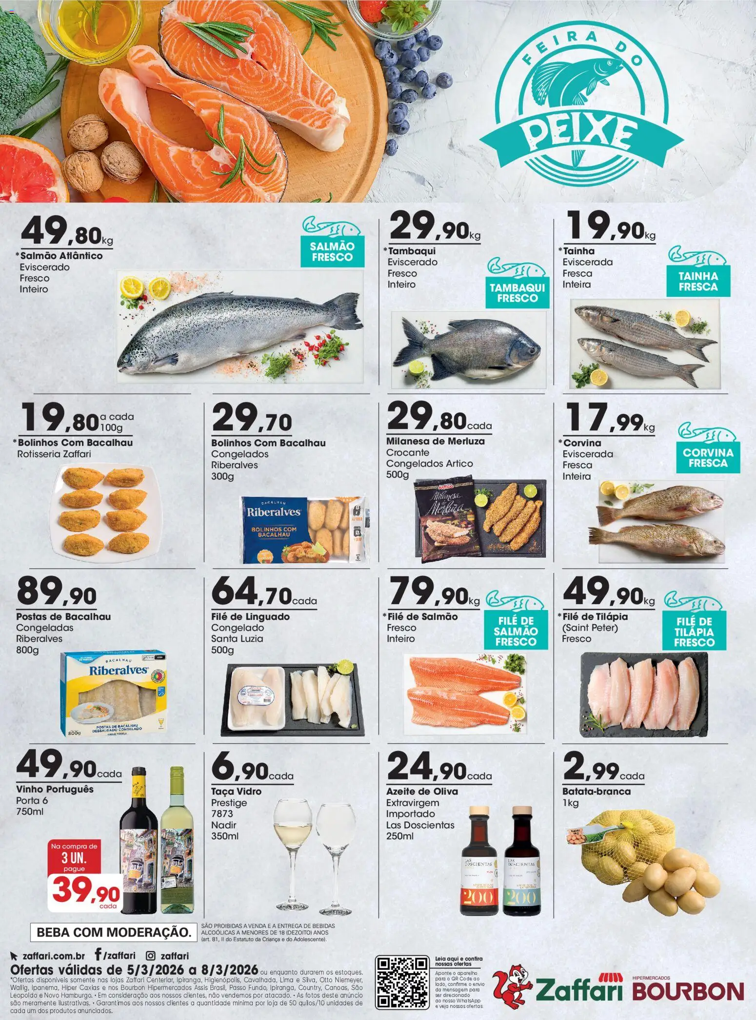 Zaffari Folheto - válido de 05.03.2026 | Página: 1 | Produtos: Salmão, Porta, Linguado, Vinho