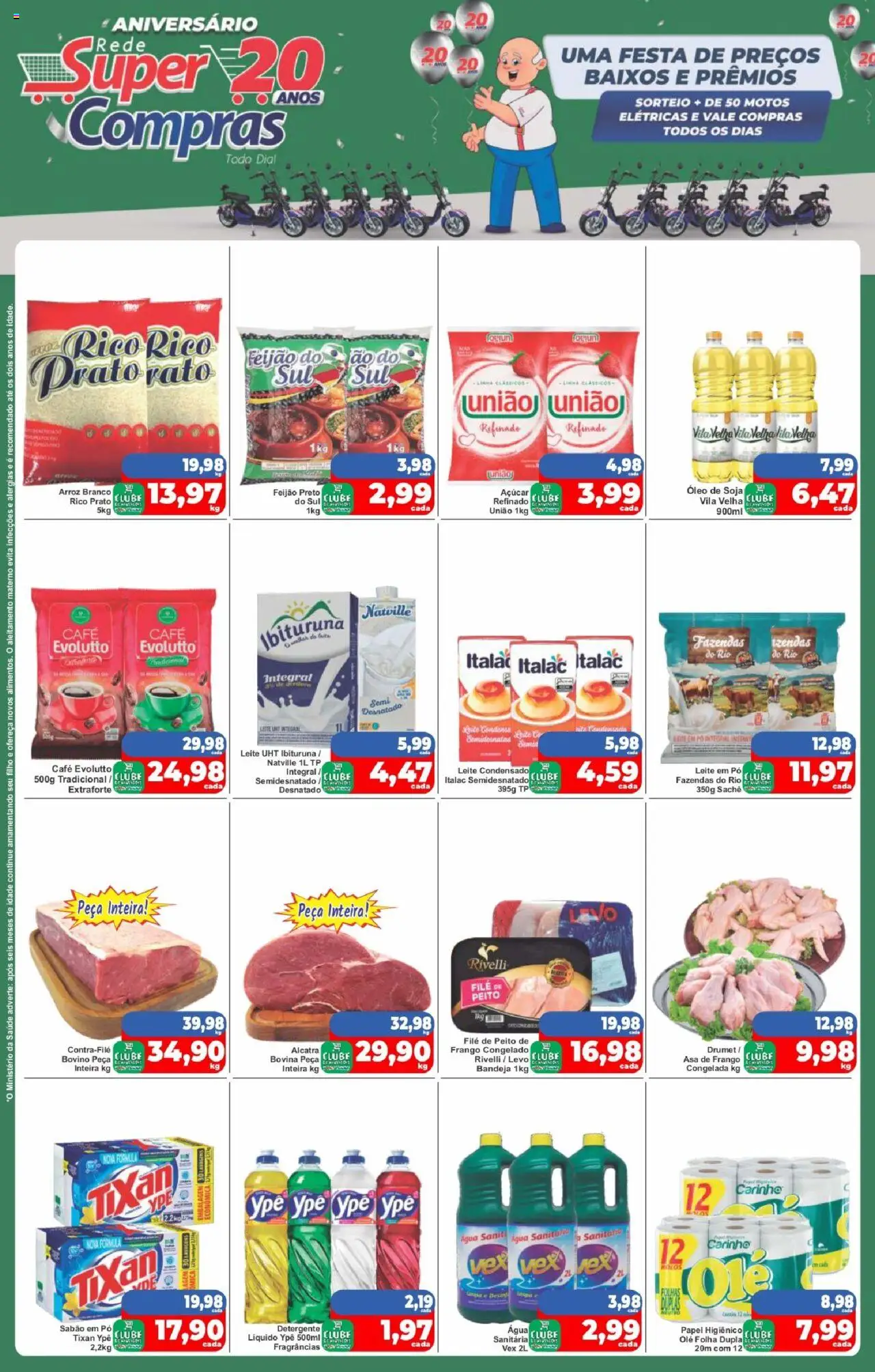 Rede Super Compras Folheto - válido de 01.08.2025 | Página: 1 | Produtos: Alcatra, Asa de frango, Bandeja, Água sanitária