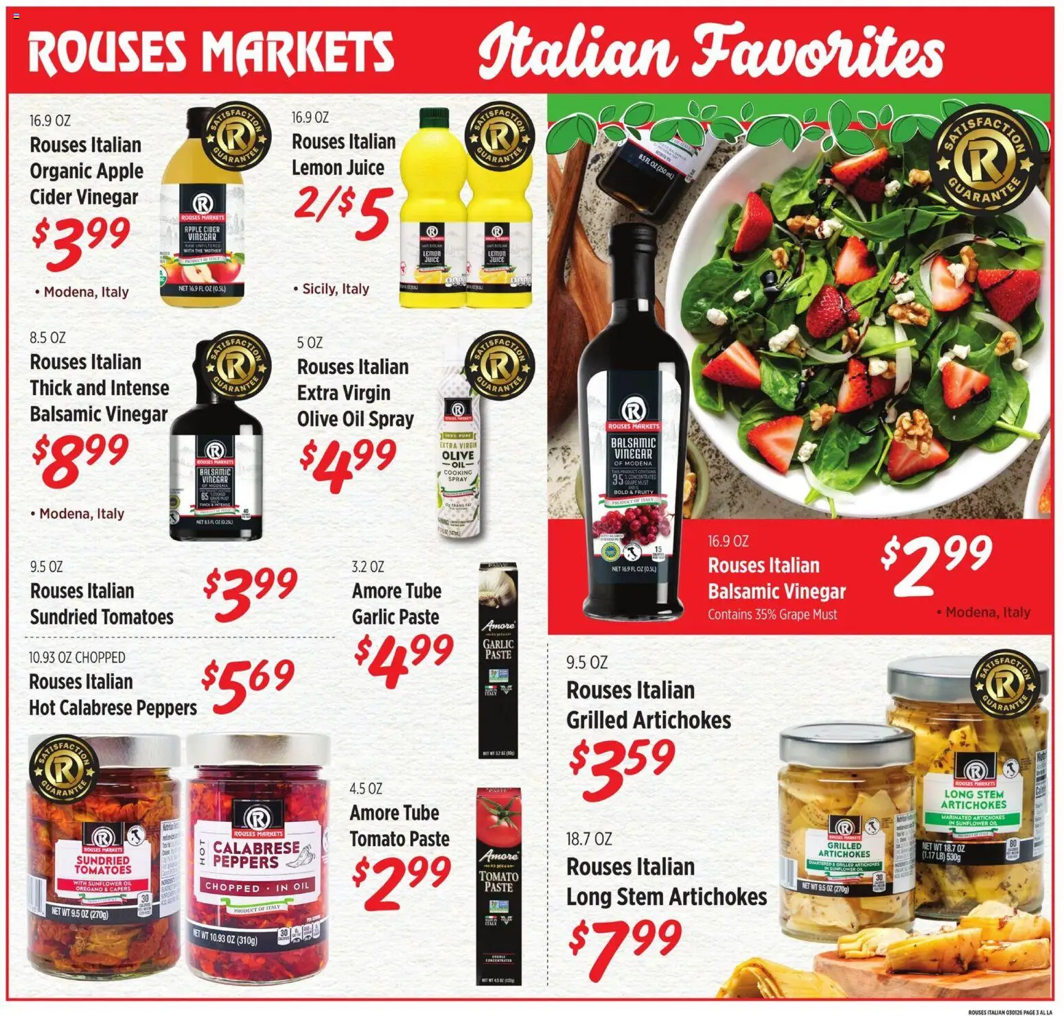 Rouses Monthly - LA - valid from 25.02.2026 | Page: 3 | Products: Apple Cider Vinegar, Oil, Juice, Garlic