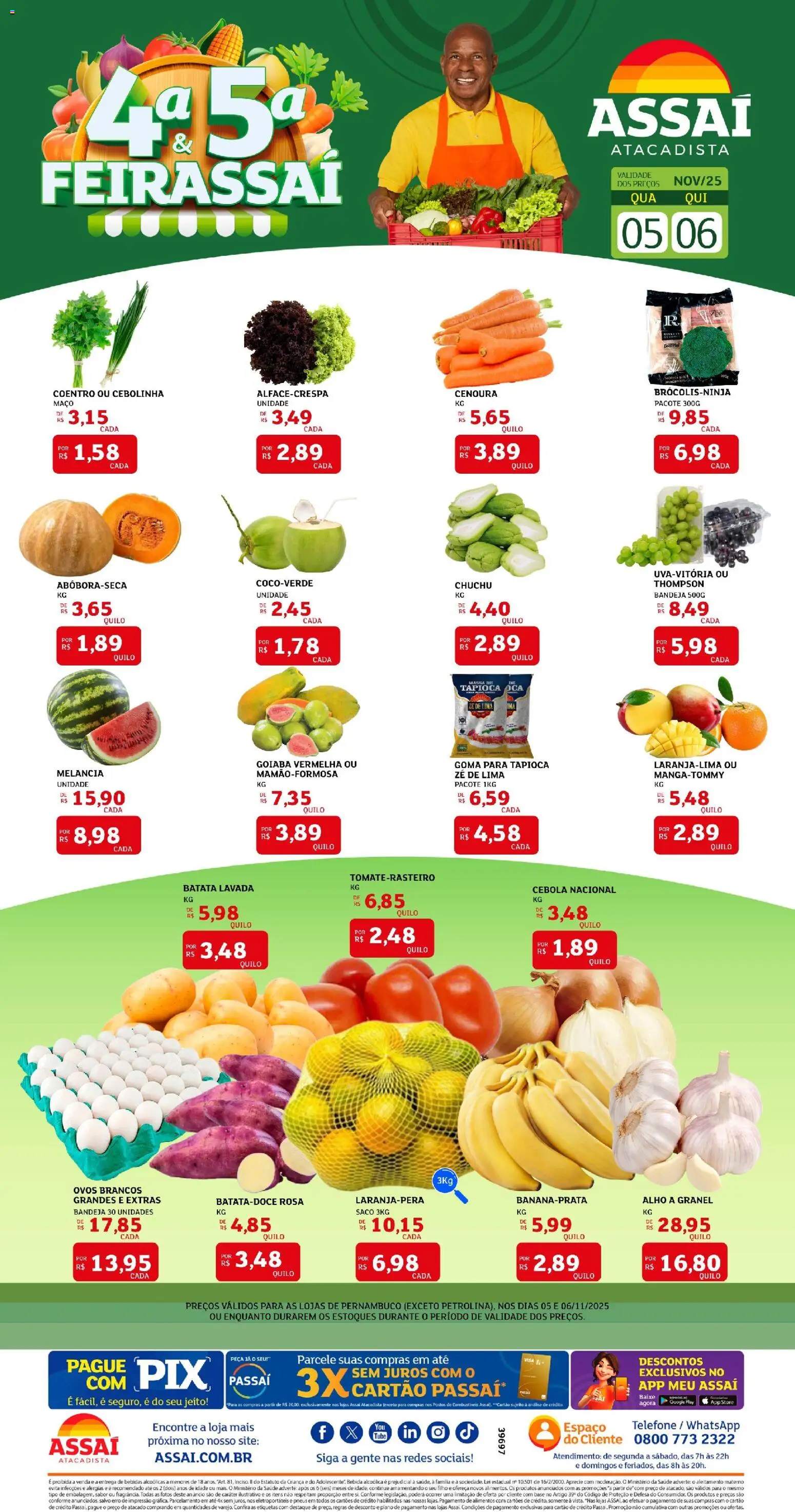 Assaí Atacadista Folheto - válido de 06.11.2025 | Página: 1 | Produtos: Goiaba, Alho, Tapioca, Ovos