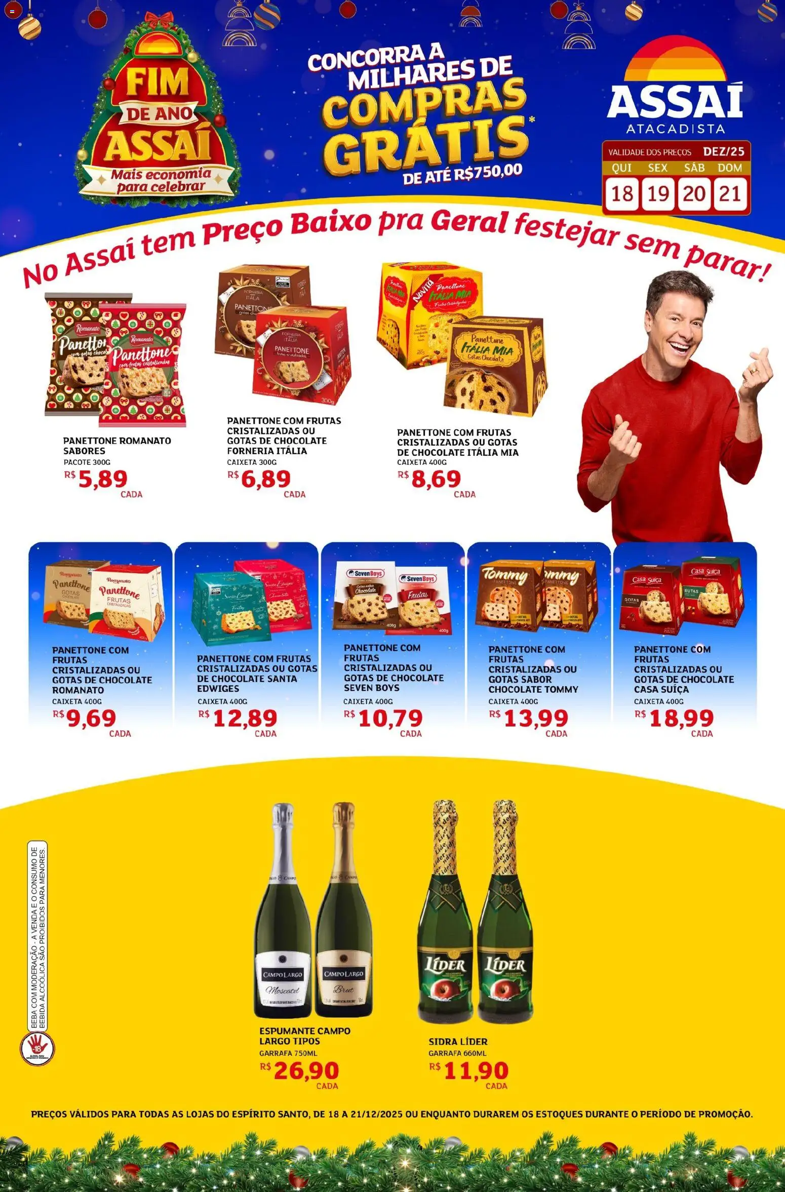 Assaí Atacadista Folheto - válido de 18.12.2025 | Página: 1 | Produtos: Panettone Itália Mia, Chocolate, Baixo, Bebida