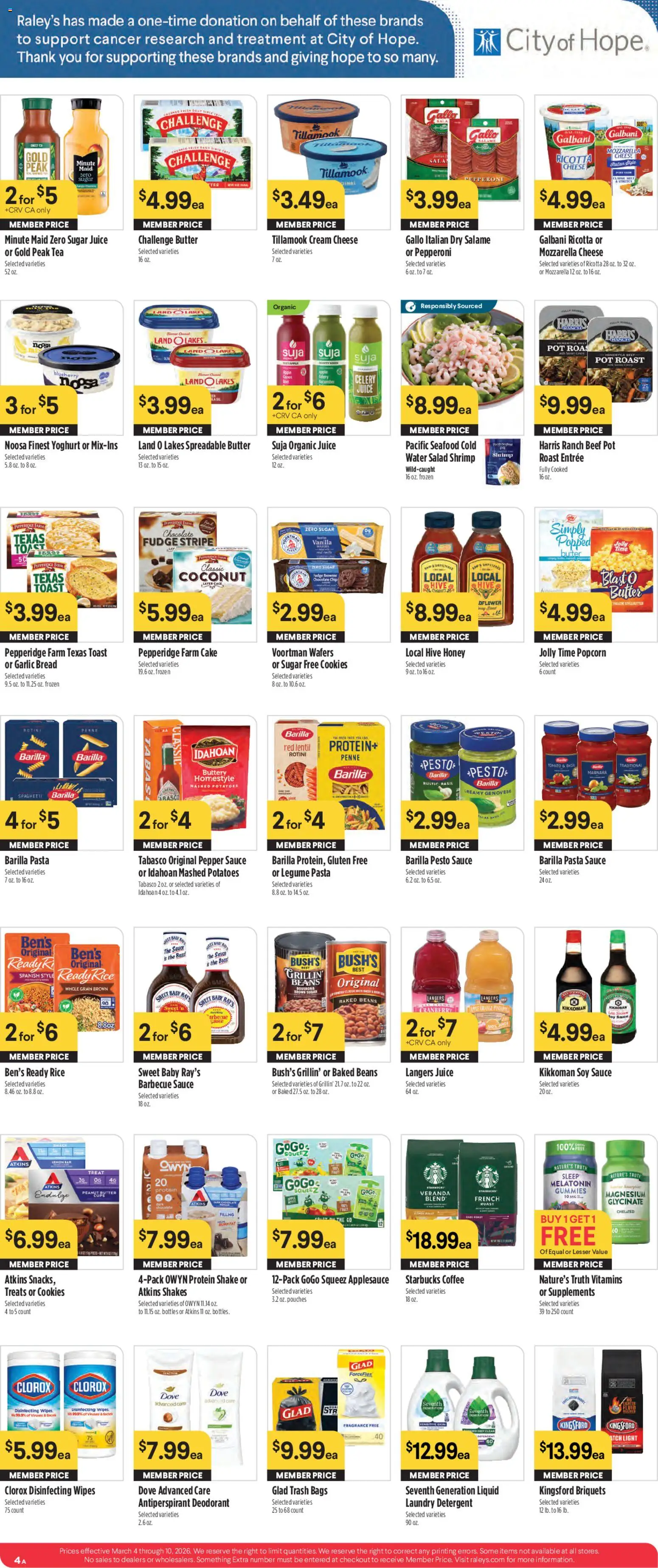 Raley's Weekly Ad - valid from 04.03.2026 | Page: 4 | Products: Pasta, Cream, Potatoes, Lemon