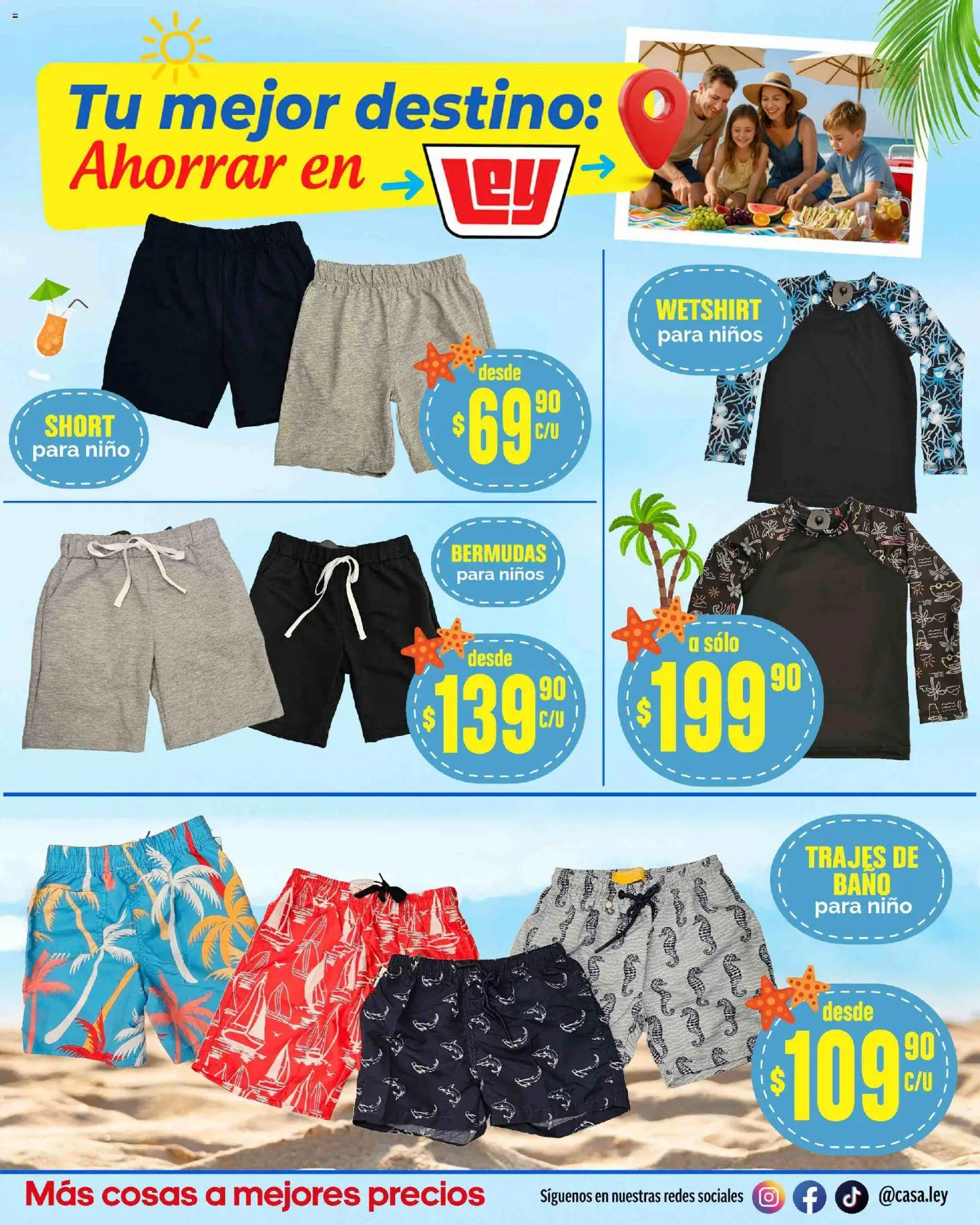 Nuevas ofertas de Casa Ley válidas en toda la República Mexicana desde el 13.03.2026. ¡Encuentra las mejores ofertas en Casa Ley folleto Tu mejor destino Frontera! | Página: 27 | Productos: Bermudas, Short, Baño