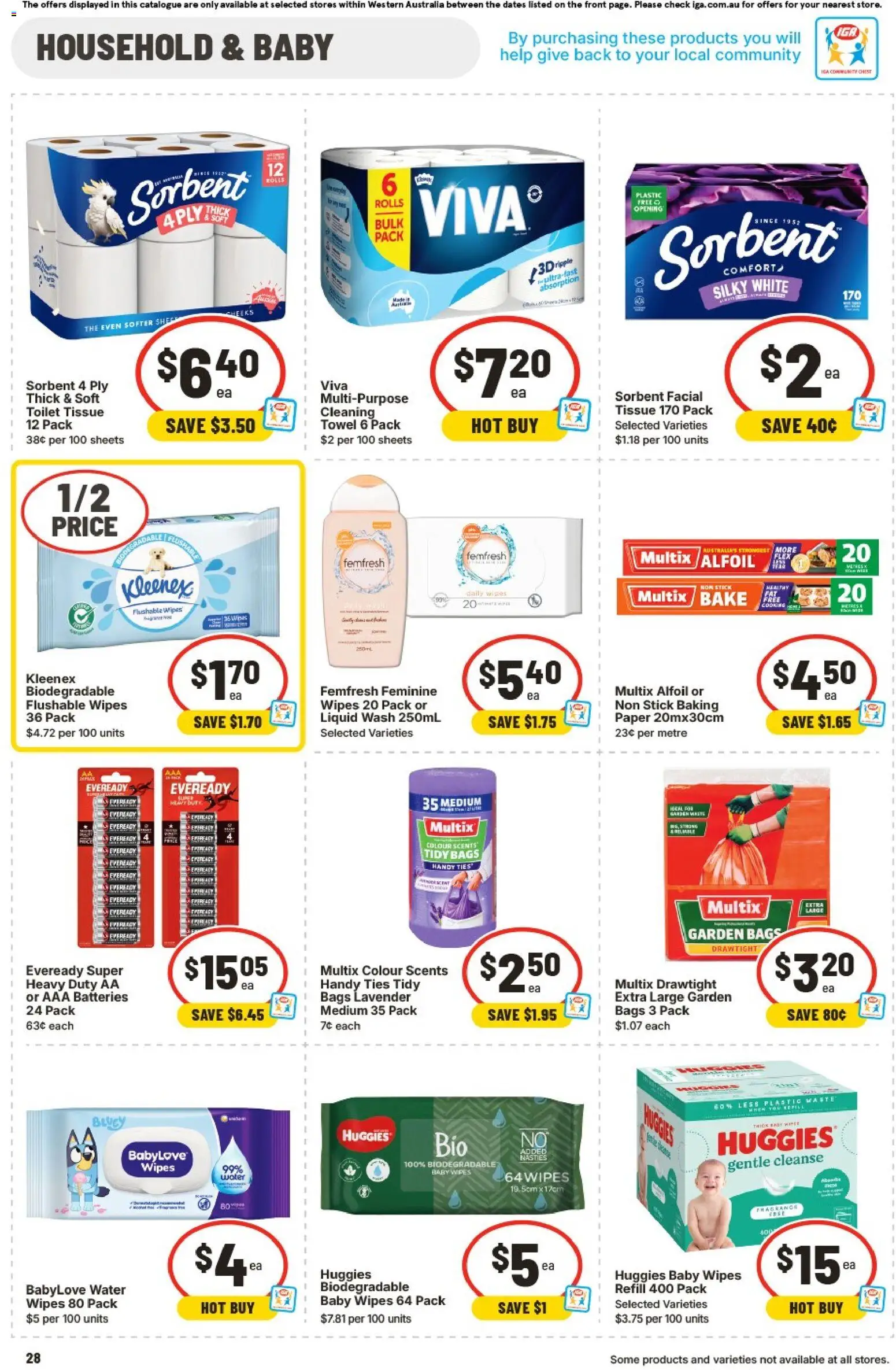 IGA catalogue - valid from 28.01.2026 | Page: 28 | Products: Toilet, Water, Shed, Batteries