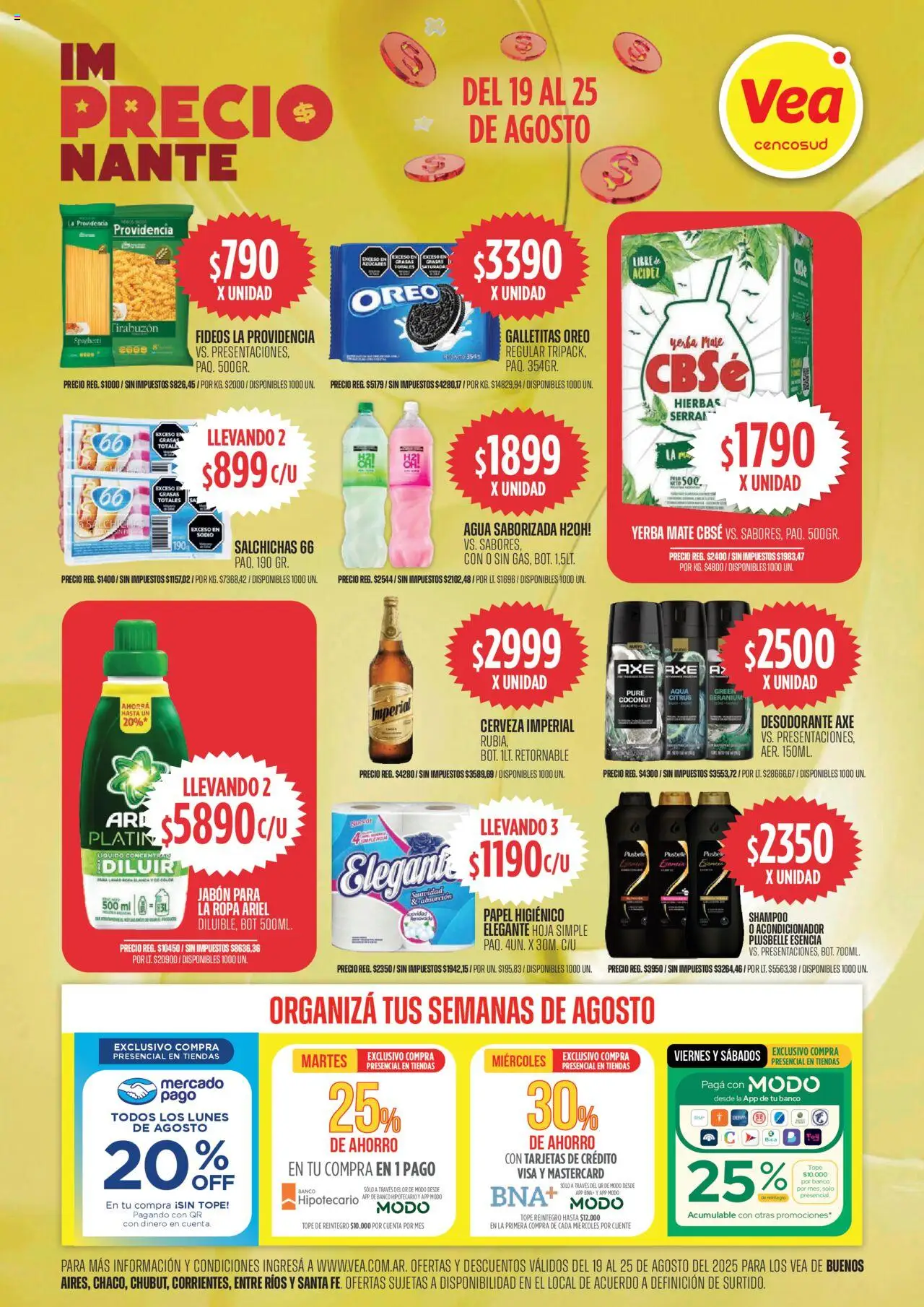 Vea - Oferta imPRECIOnante │ válido desde el 19.08.2025 | Página: 1 | Productos: Mate, Jabón, Agua, Ropa