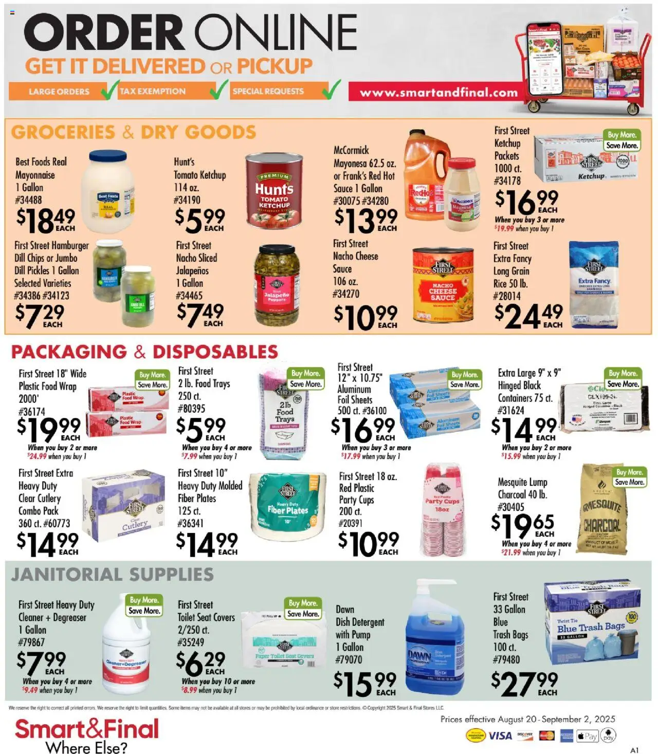 Smart & Final Business & Club Savings - valid from 19.08.2025 | Page: 2 | Products: Cheese, Rice, Toilet Seat, Sauce