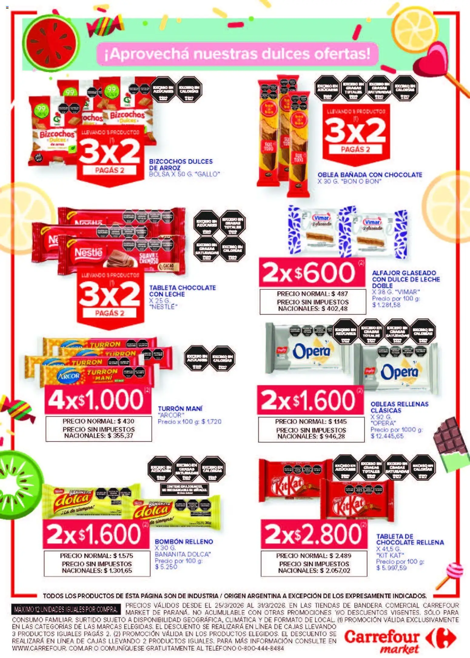Carrefour Market - Market Paraná  │ válido desde el 25.03.2026 | Página: 4 | Productos: Tableta, Chocolate, Alfajor, Arroz