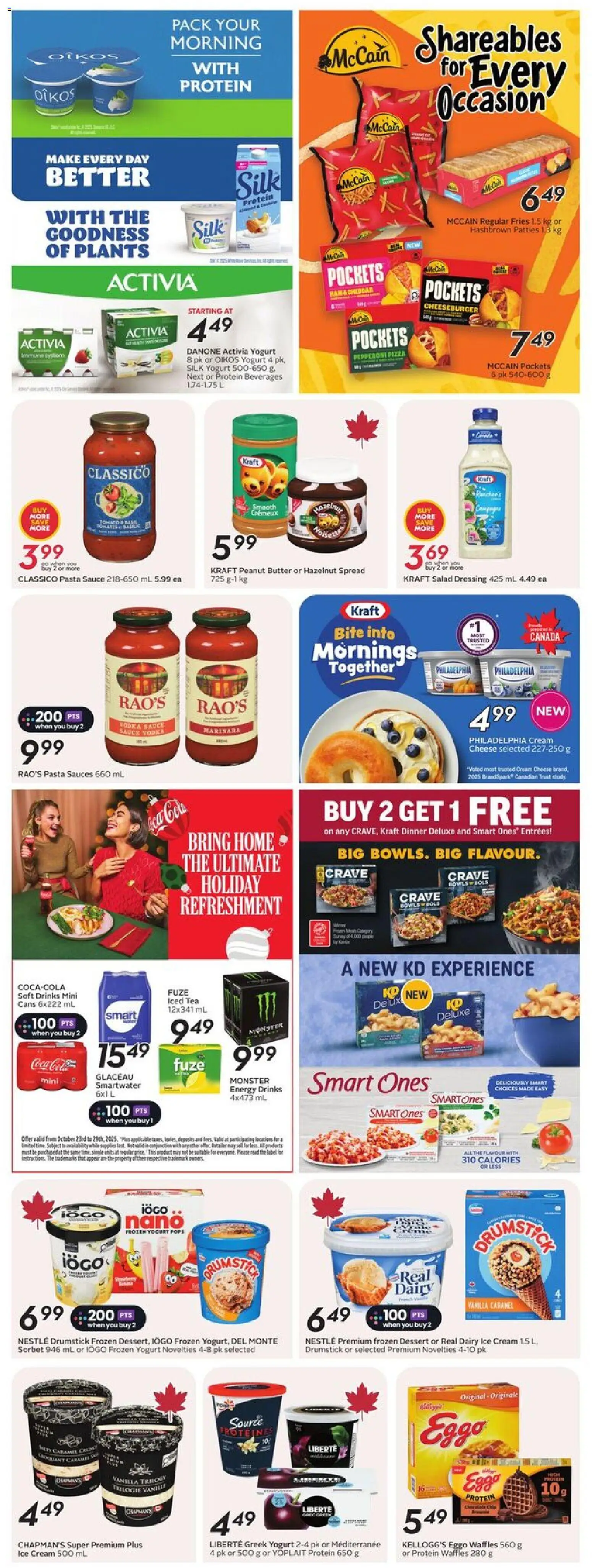 Sobeys flyer valid from 23.10.2025 | Page: 22 | Products: Cream, Ice cream, Yogurt, Ham