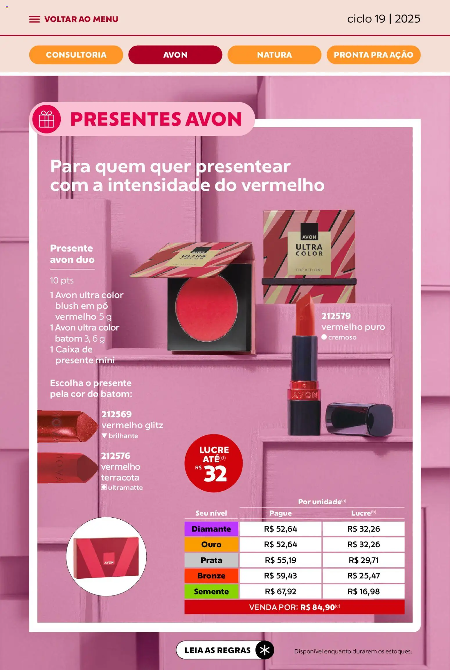 Avon Folheto - válido de 21.11.2025 | Página: 8 | Produtos: Pó, Blush, Batom, Caixa