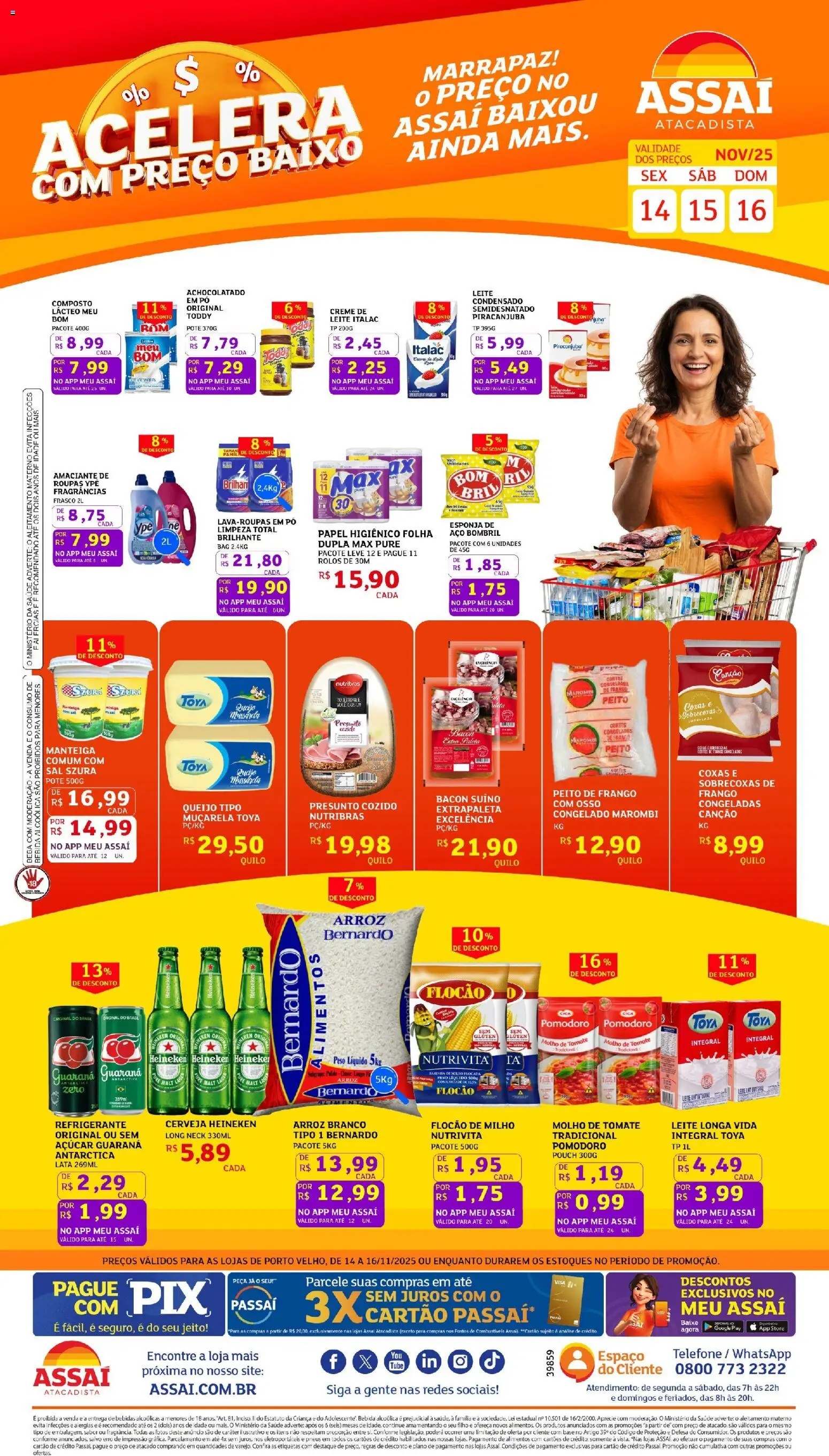 Assaí Atacadista Folheto - válido de 14.11.2025 | Página: 1 | Produtos: Pó, Base, Cerveja Heineken, Sal