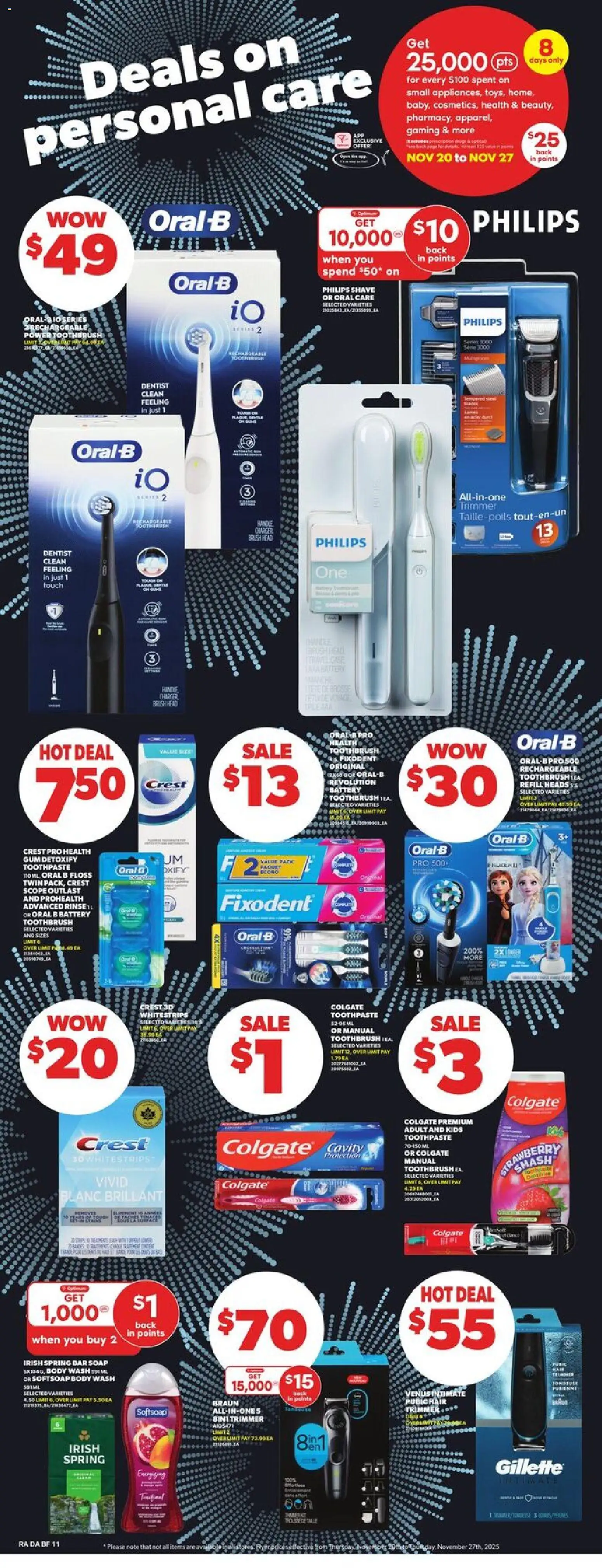 Atlantic Superstore flyer valid from 20.11.2025 | Page: 11 | Products: Soap, Body wash, Toothpaste, Battery