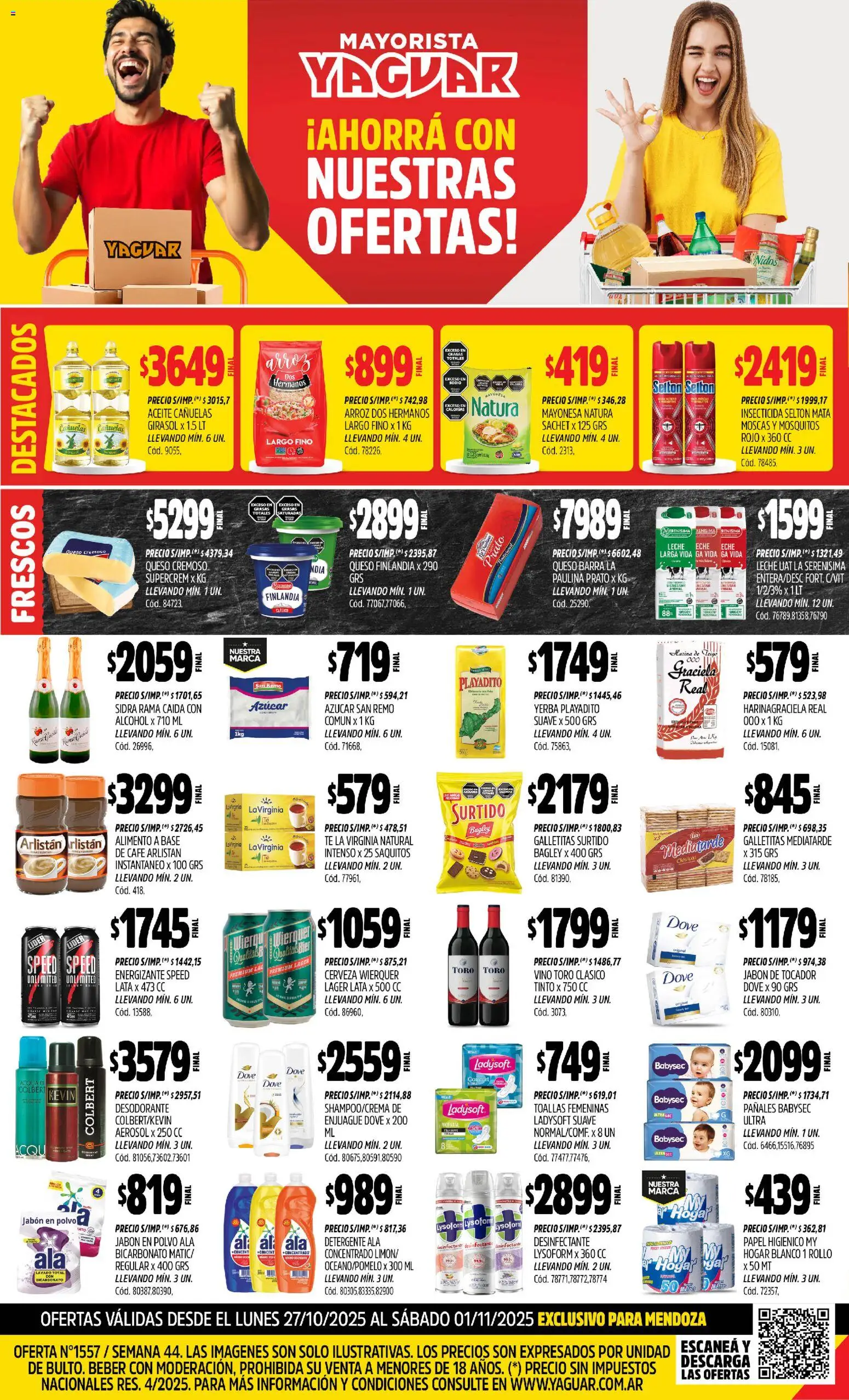 Yaguar - Mendoza │ válido desde el 27.10.2025 | Página: 1 | Productos: Aceite, Detergente, Vino, Arroz