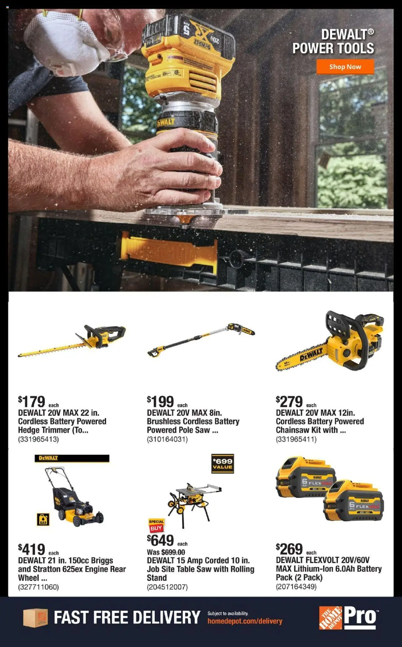 Home Depot Shop Pro Ad - FL - valid from 13.10.2025 | Page: 6 | Products: Trimmer, Saw, Battery, Table Saw