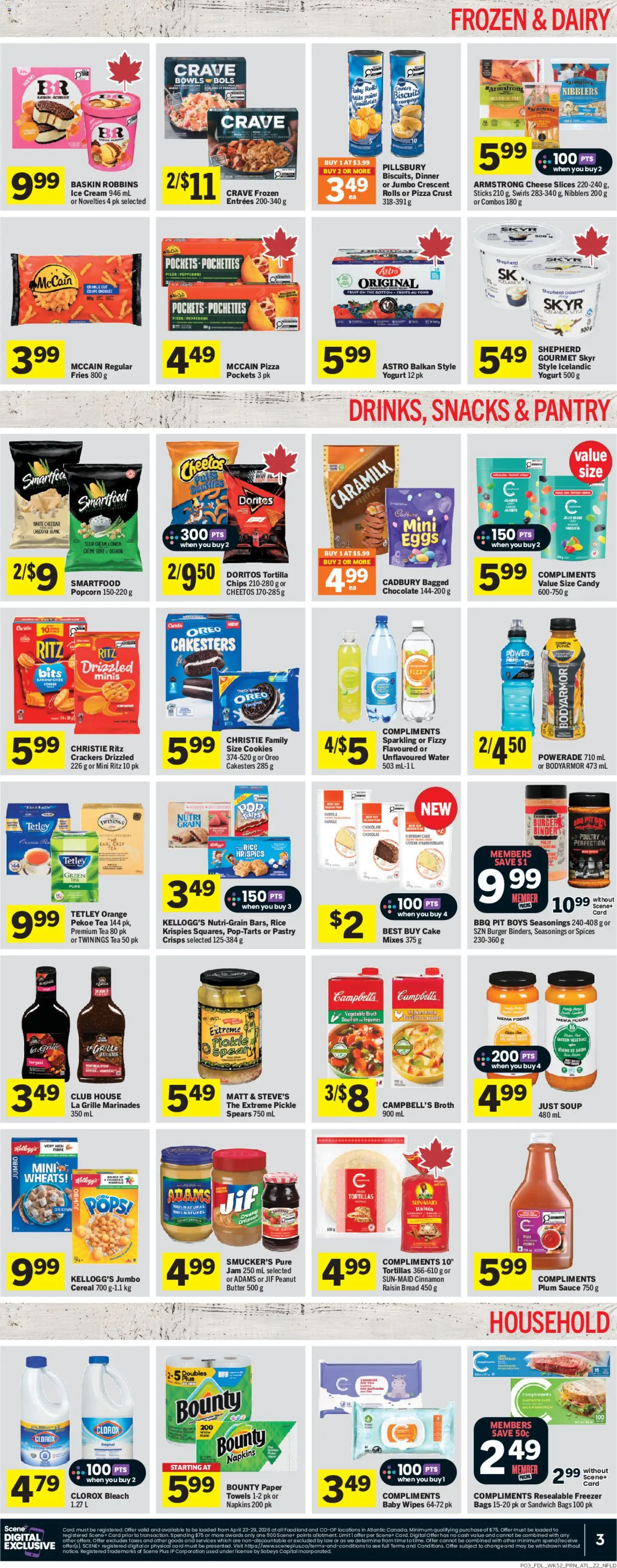 Foodland flyer valid from 23.04.2026 | Page: 4 | Products: Tea, Cheese, Eggs, Pizza