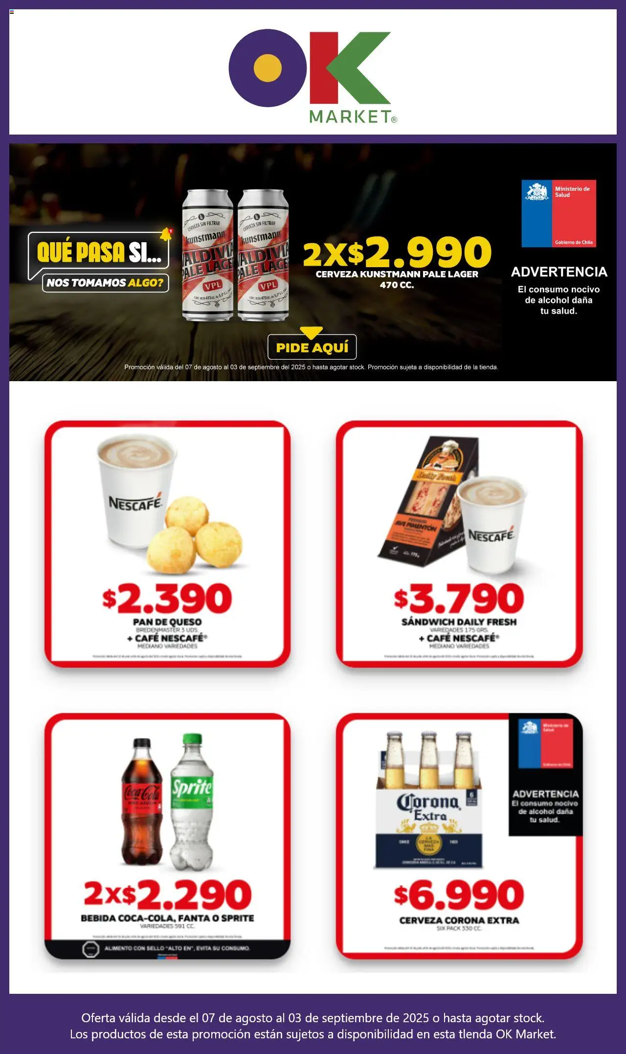 OK Market ofertas  │ válido desde el 07.08.2025 | Página: 6 | Productos: Queso, Pan, Café, Cerveza