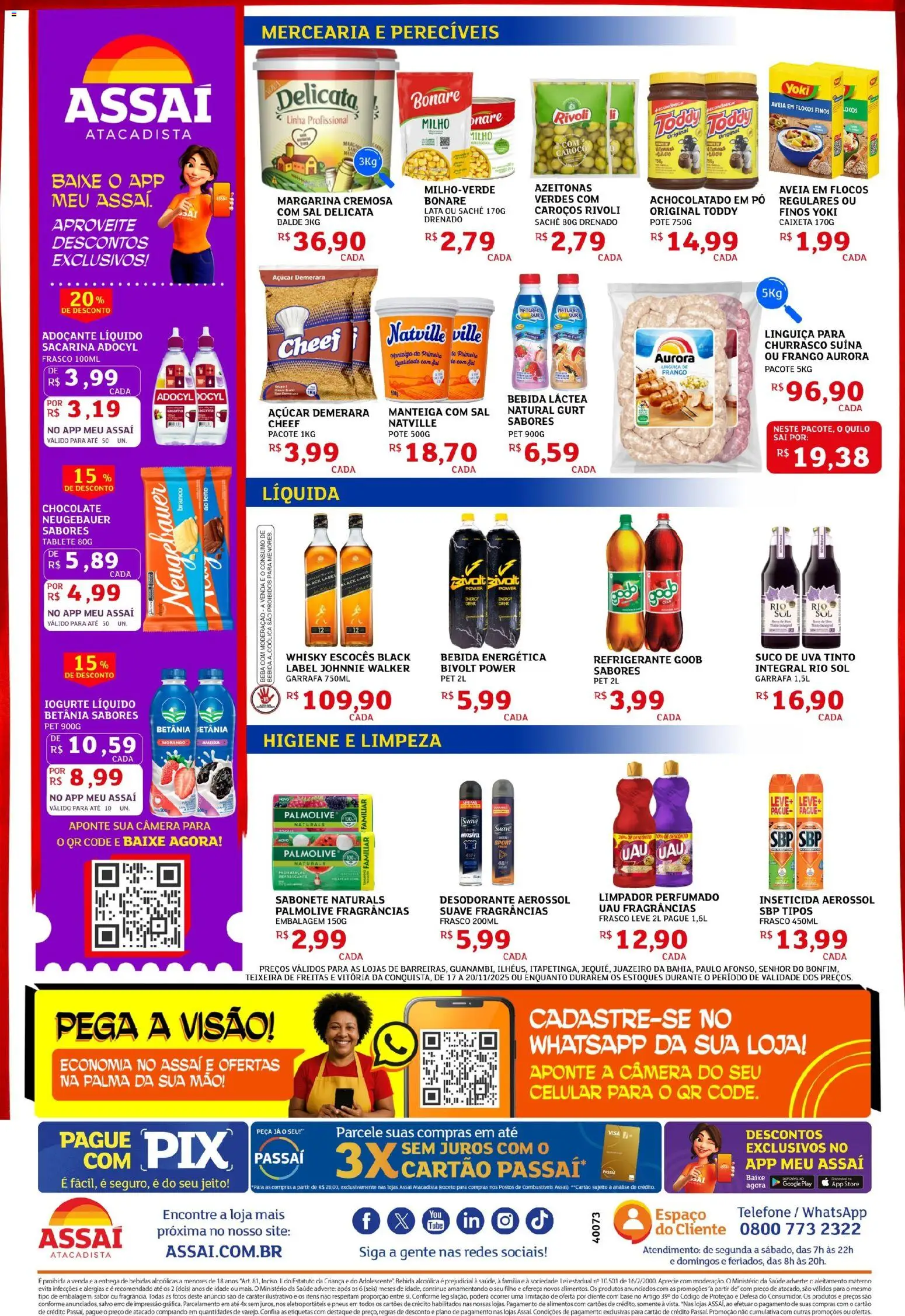 Assaí Atacadista Folheto - válido de 17.11.2025 | Página: 2 | Produtos: Iogurte, Aveia, Frango, Balde