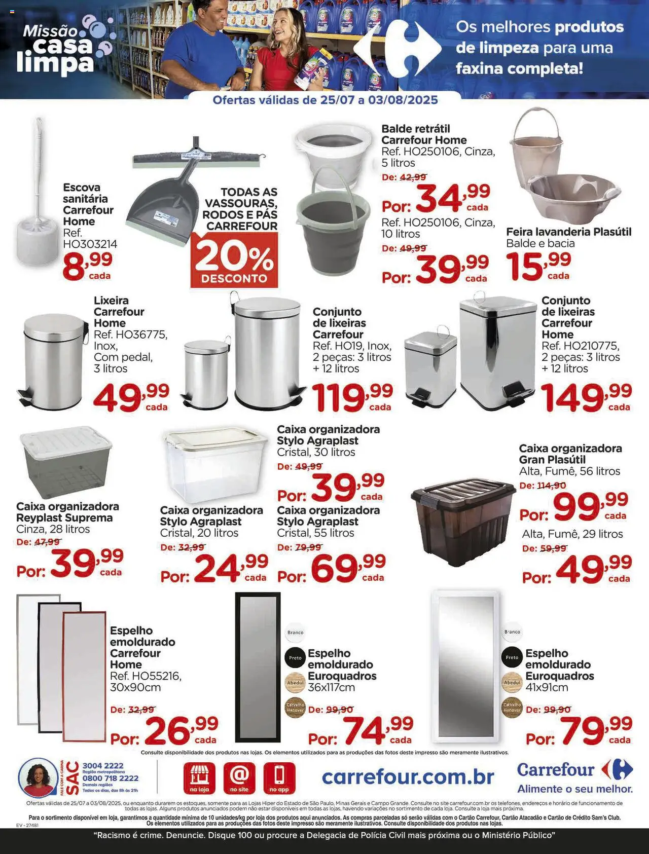 Carrefour Folheto - válido de 25.07.2025 | Página: 12 | Produtos: Caixa, Espelho, Lixeira, Escova sanitária